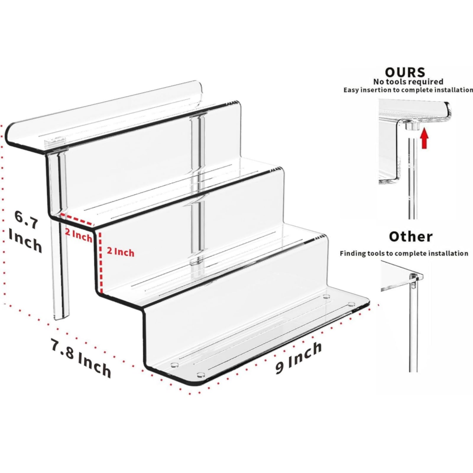 4 Tier Clear Acrylic Display Stand - 4MM Thick Durable 2