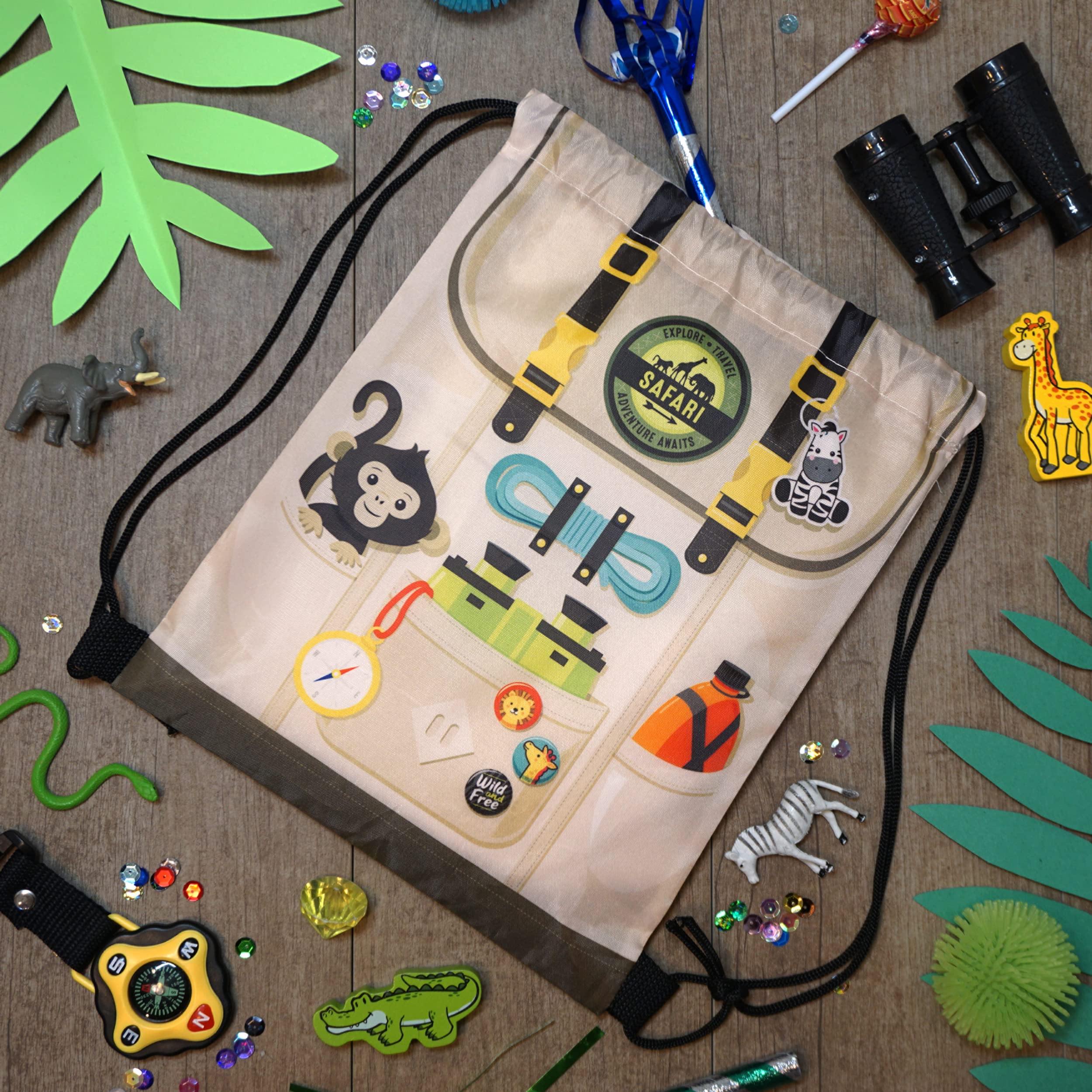 12-Pack Safari Goodie Bags for Kids - Zoo Animal Party Favors & Jungle Treat Bags for Candy, Gifts, Loot - Wild One Birthday Decorations & Baby Shower Supplies - Perfect for Safari Themed Parties, School Events & Birthday Celebrations