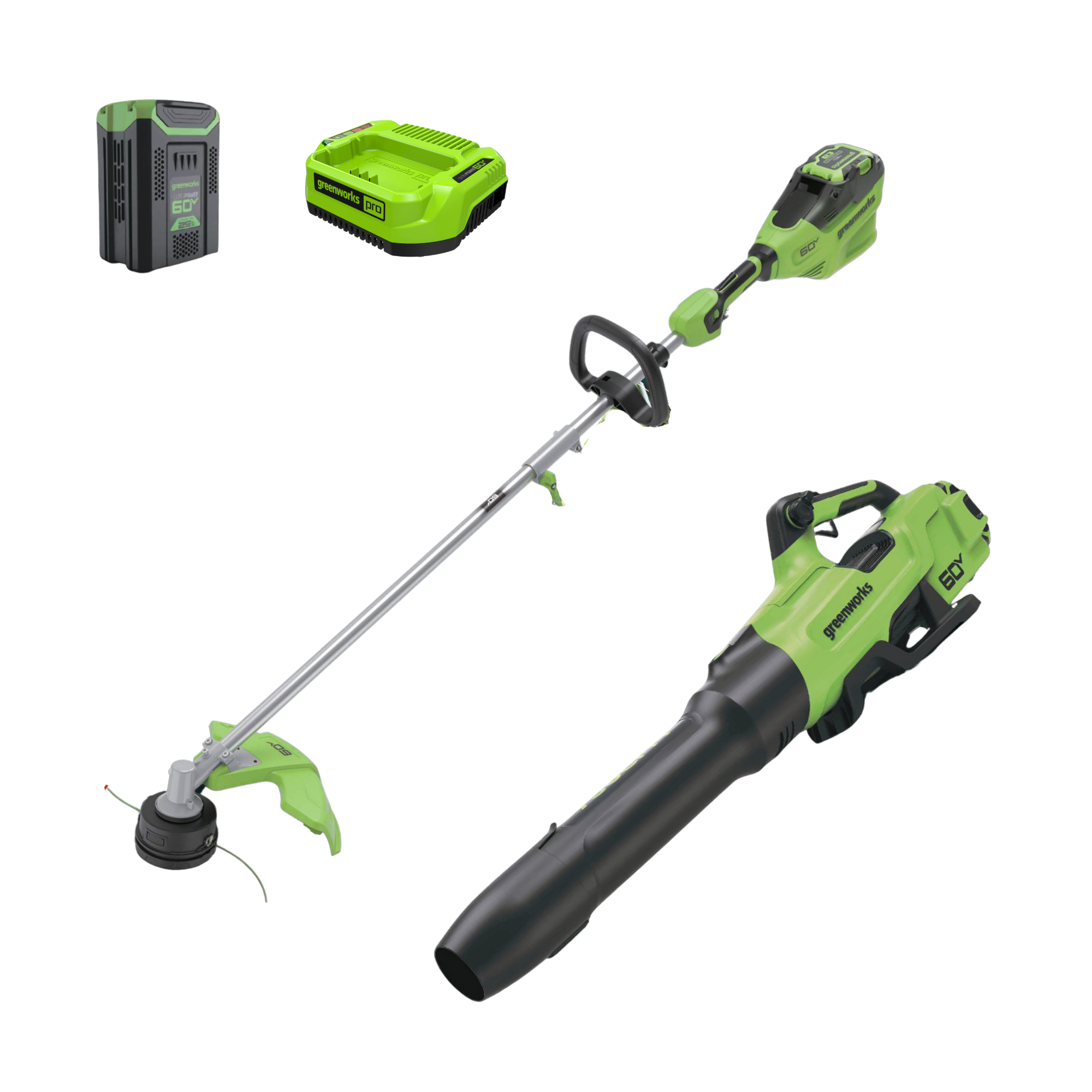 60V 16-Inch Cordless Battery-Powered String Trimmer & 750CFM Blower Combo Kit with 2.5Ah Battery & 3A Fast Charger - Perfect for Lawn Care, Yard Maintenance & Landscaping