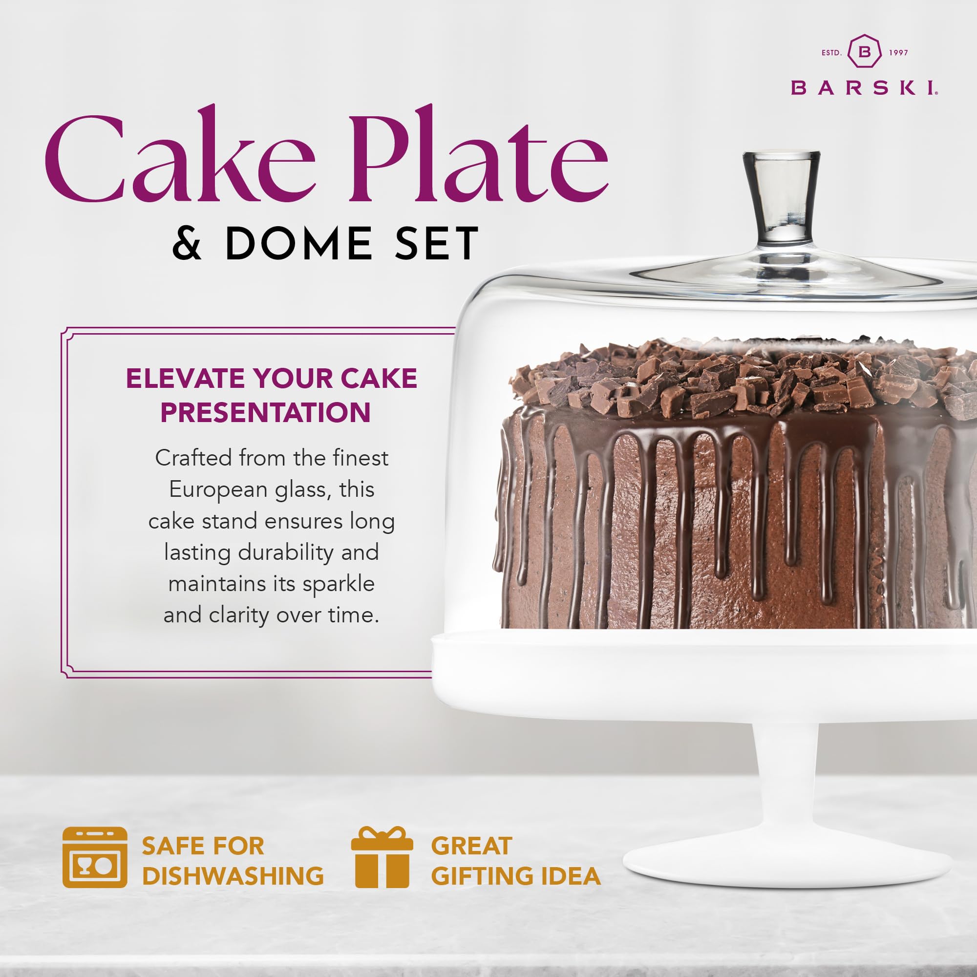 Premium European Glass Cake Stand Set - 12.4