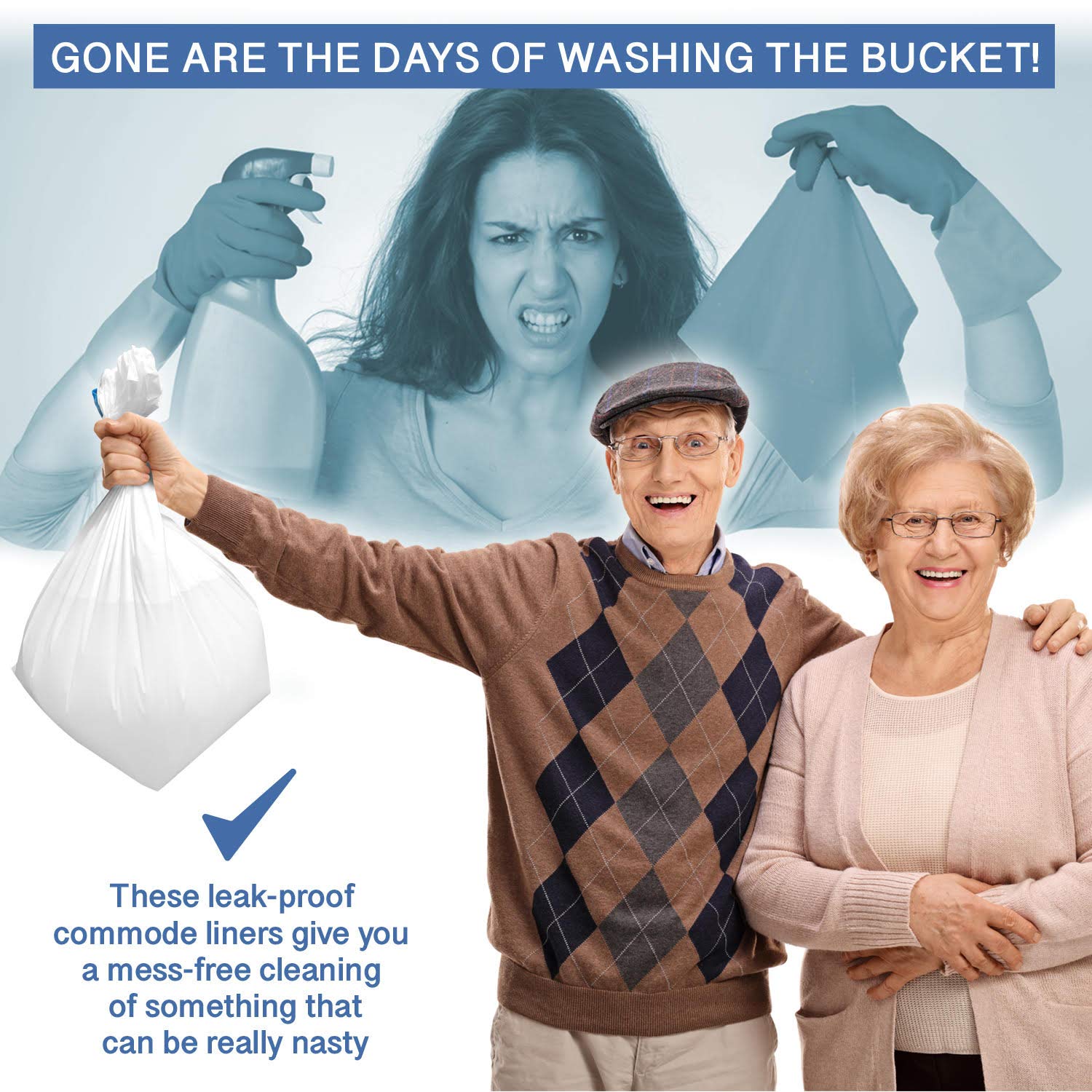 **Disposable Commode Liners - 100 Pack Heavy-Duty Portable Toilet Bags for Seniors & Disabled - No Absorbent Pad, Easy to Use Bedside Commode Liners - Eliminate Bucket Washing - Ideal for Home Care, Travel & Hospitals**