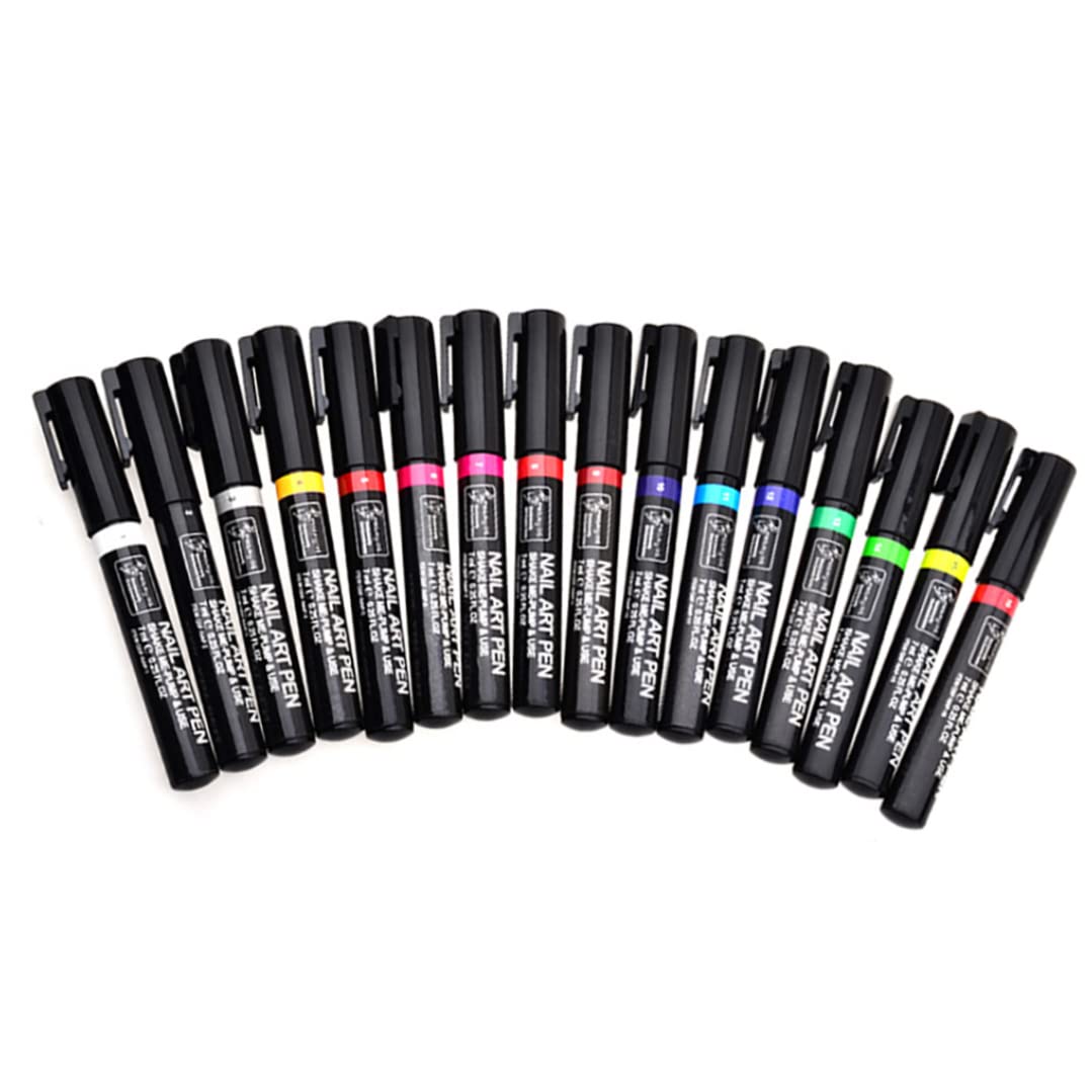 16pcs Nail Art Pens Set - Professional Nail Art Painting Kit with Dotting Tools for 3D Nail Designs, UV Gel Polish & Acrylic Nails - Assorted Colors for DIY Manicure, Salon & Home Use