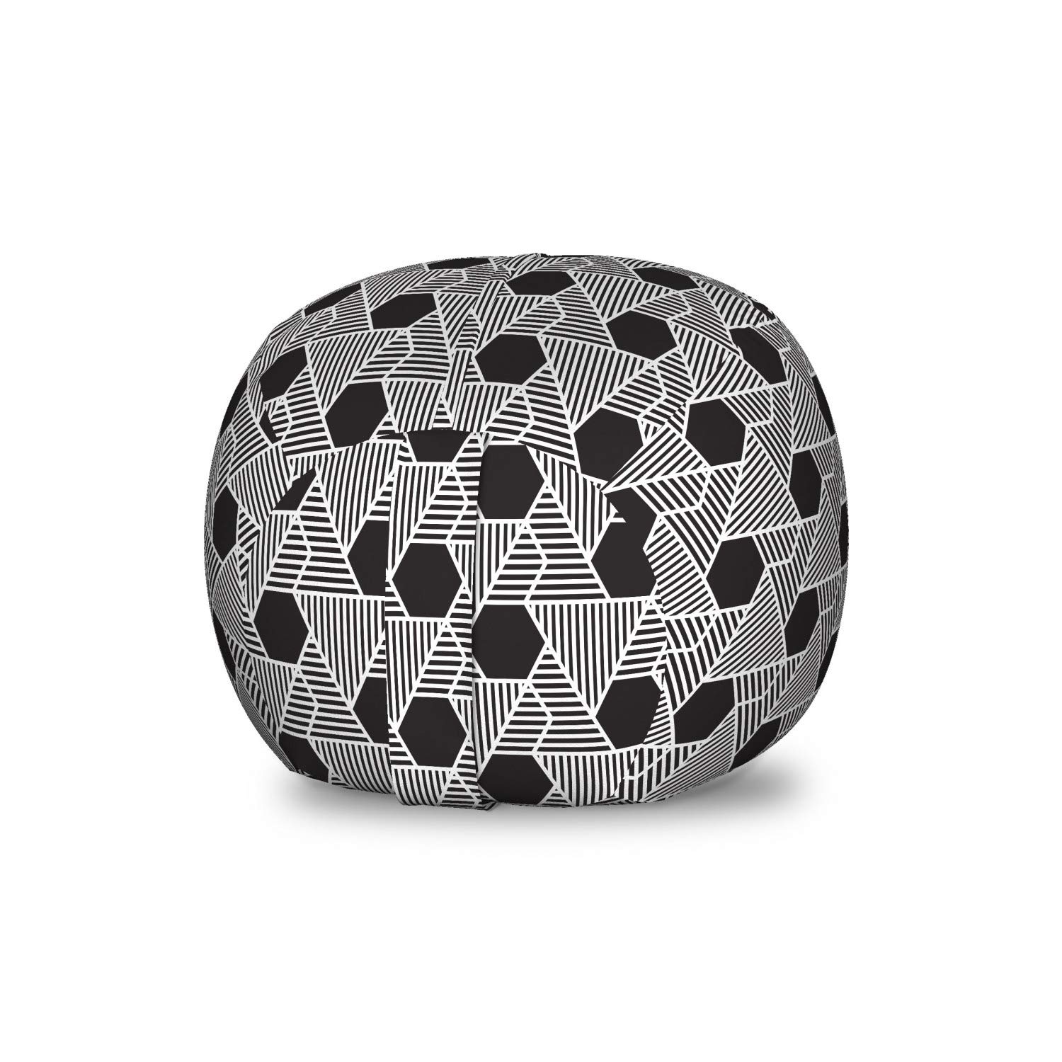 Ambesonne Geometric Storage Toy Bag Chair - Abstract Contemporary Triangle & Hexagon Symmetric Design - Washable Stuffed Animal Organizer - Small Size Charcoal Grey & White - Perfect for Kids' Room, Nursery & Playroom Organization