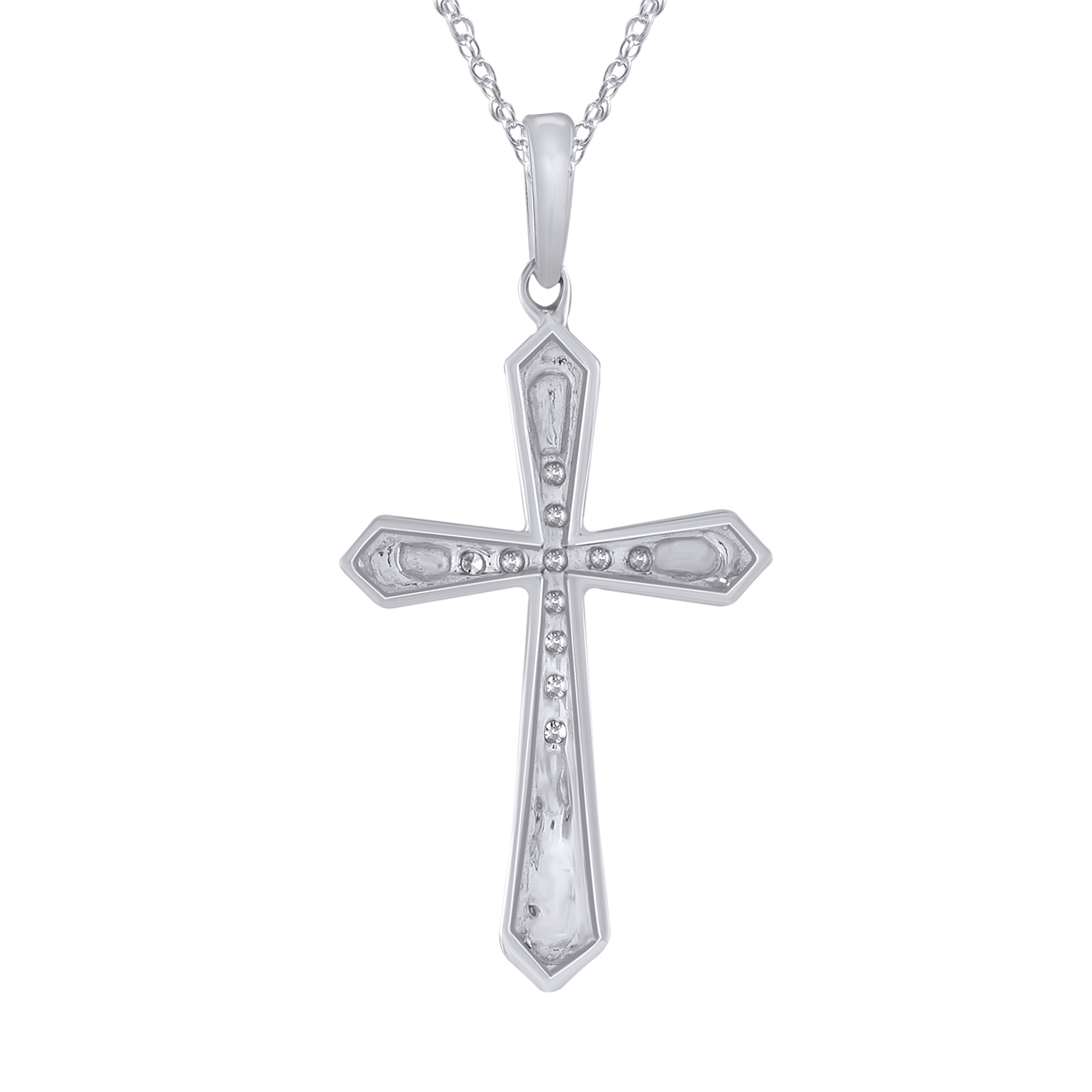 0.13 CTTW Faith Hope Love Cross Pendant Necklace - 925 Sterling Silver Women's Jewelry for Christmas & Birthday Gifts - Elegant Ladies Cross Necklace (I1-I2 Clarity) - Perfect for Church, Weddings & Everyday Wear
