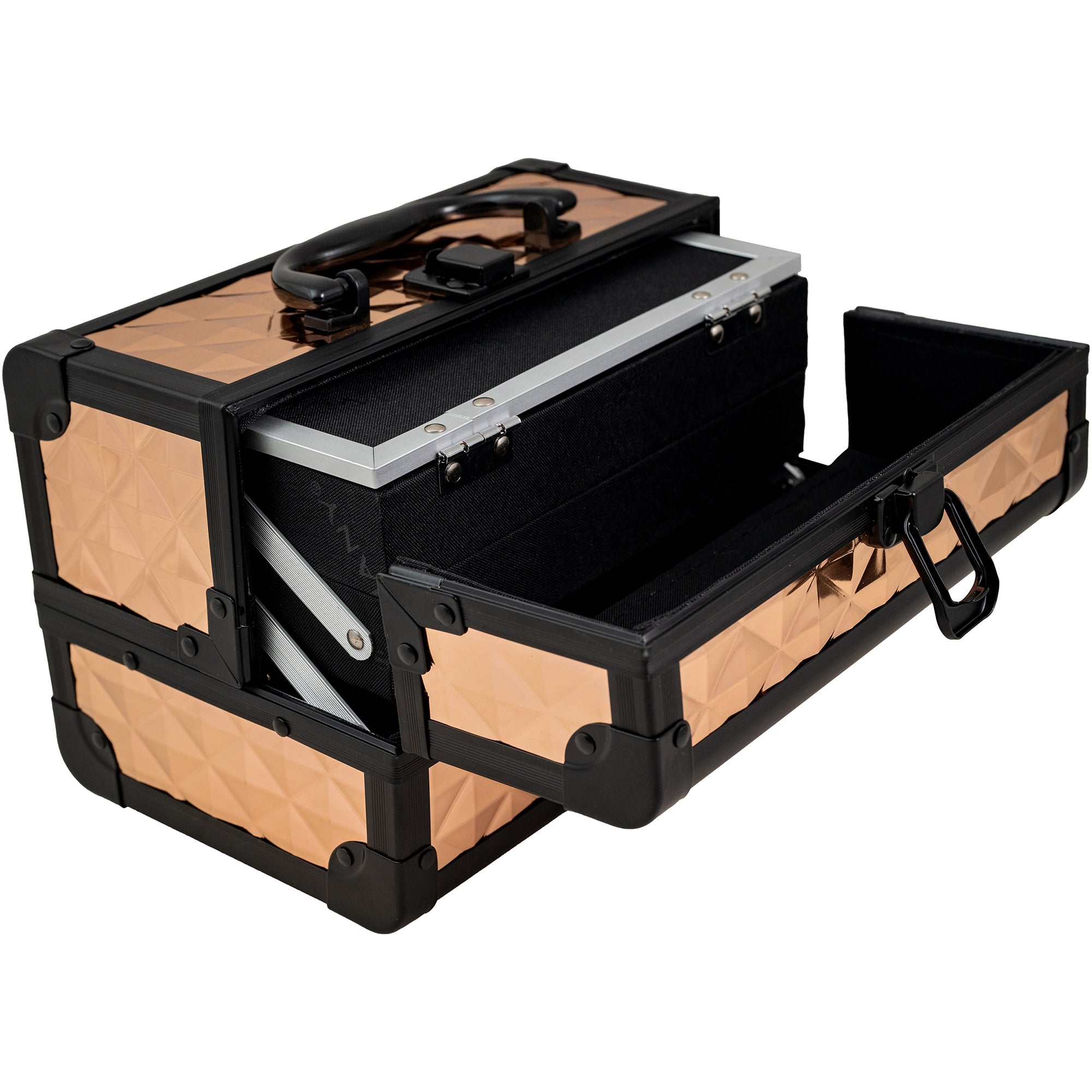 Professional Makeup Train Case with Mirror - Portable Cosmetic Organizer for Makeup Artists & Travel - Perfect for Salon, Home, and On-the-Go Beauty Needs