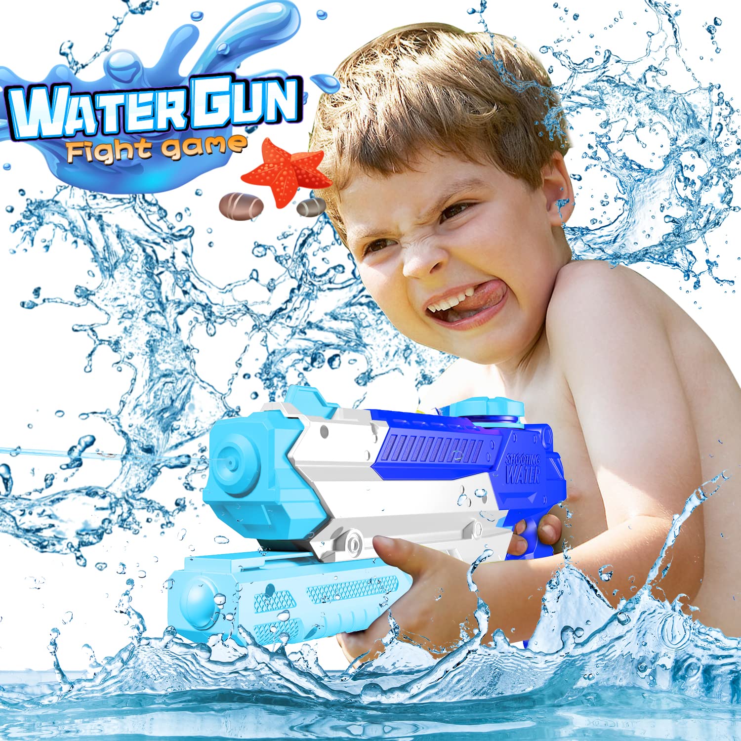 **4 Pack 400CC Super Soaker Water Guns for Kids & Adults - 40ft Long Range High Capacity Squirt Toys, Outdoor Pool & Beach Water Blasters for Summer Fun - Perfect for Backyard Battles, Beach Parties, and Pool Games**