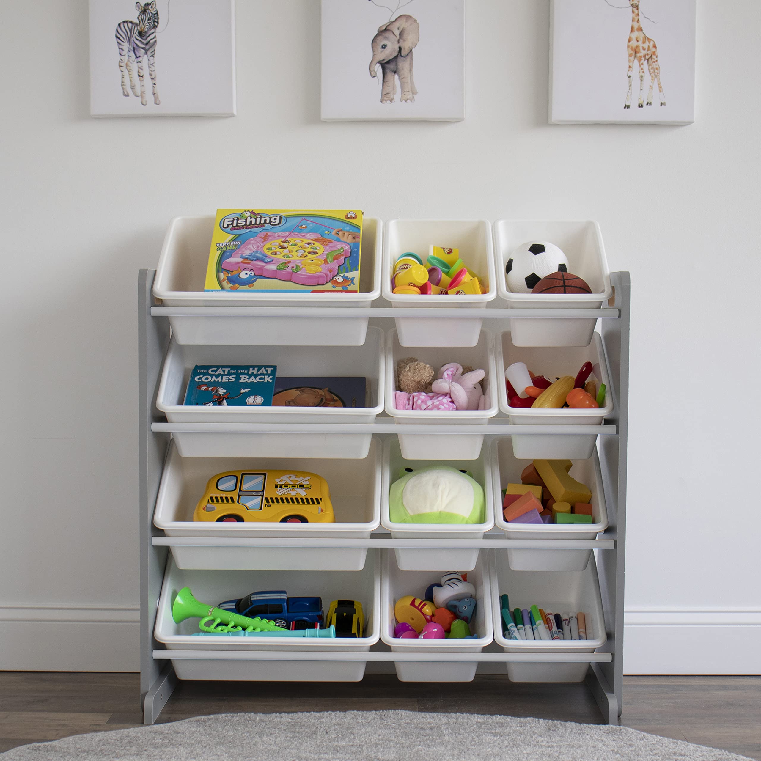 Humble Crew Kids Toy Organizer with Book Rack and Storage Bins - Multifunctional Nursery Storage Solution for Toys, Books & Clothes - Perfect for Playroom, Bedroom & Daycare Organization