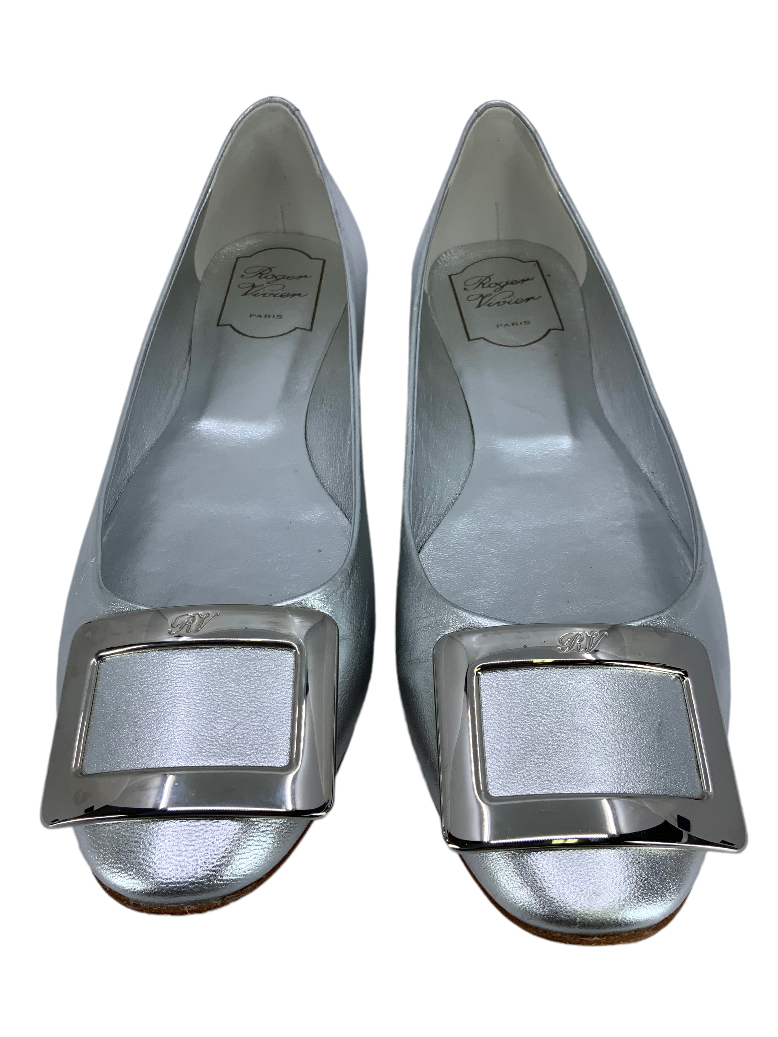 Roger Vivier Belle Vivier Metal Buckle Ballet Flats Size 9 | Women's Luxury Designer Shoes for Work, Party & Special Occasions