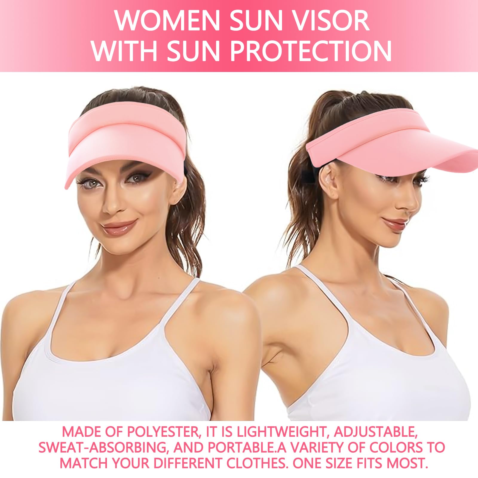 UPF 50+ Sun Protection Visor Hats for Women & Men - Adjustable Wide Brim Sports Cap for Golf, Running, Hiking & Outdoor Activities - Breathable Mesh Design for Summer Sun Safety