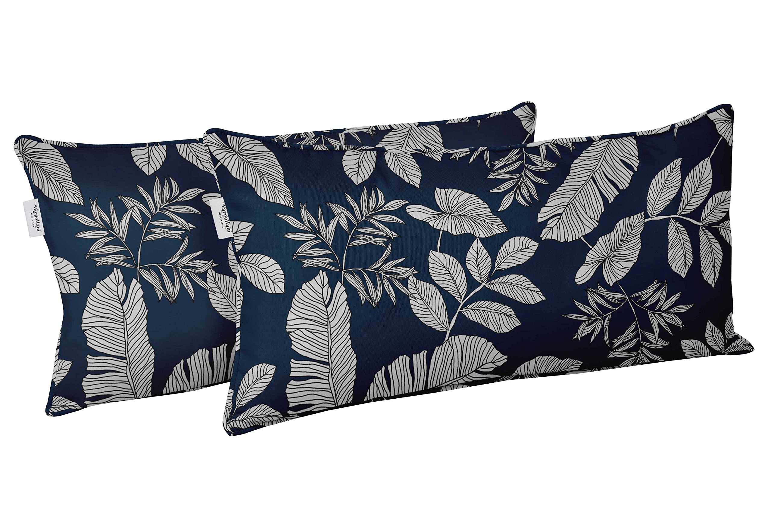All-Weather Waterproof Polyester Lumbar Pillow Cover with Insert - Indoor/Outdoor Rectangular Cushion for Patio Furniture (12x24 Inches, Set of 2, Leaves Design) - Perfect for Sofa, Deck, Garden & Outdoor Decor