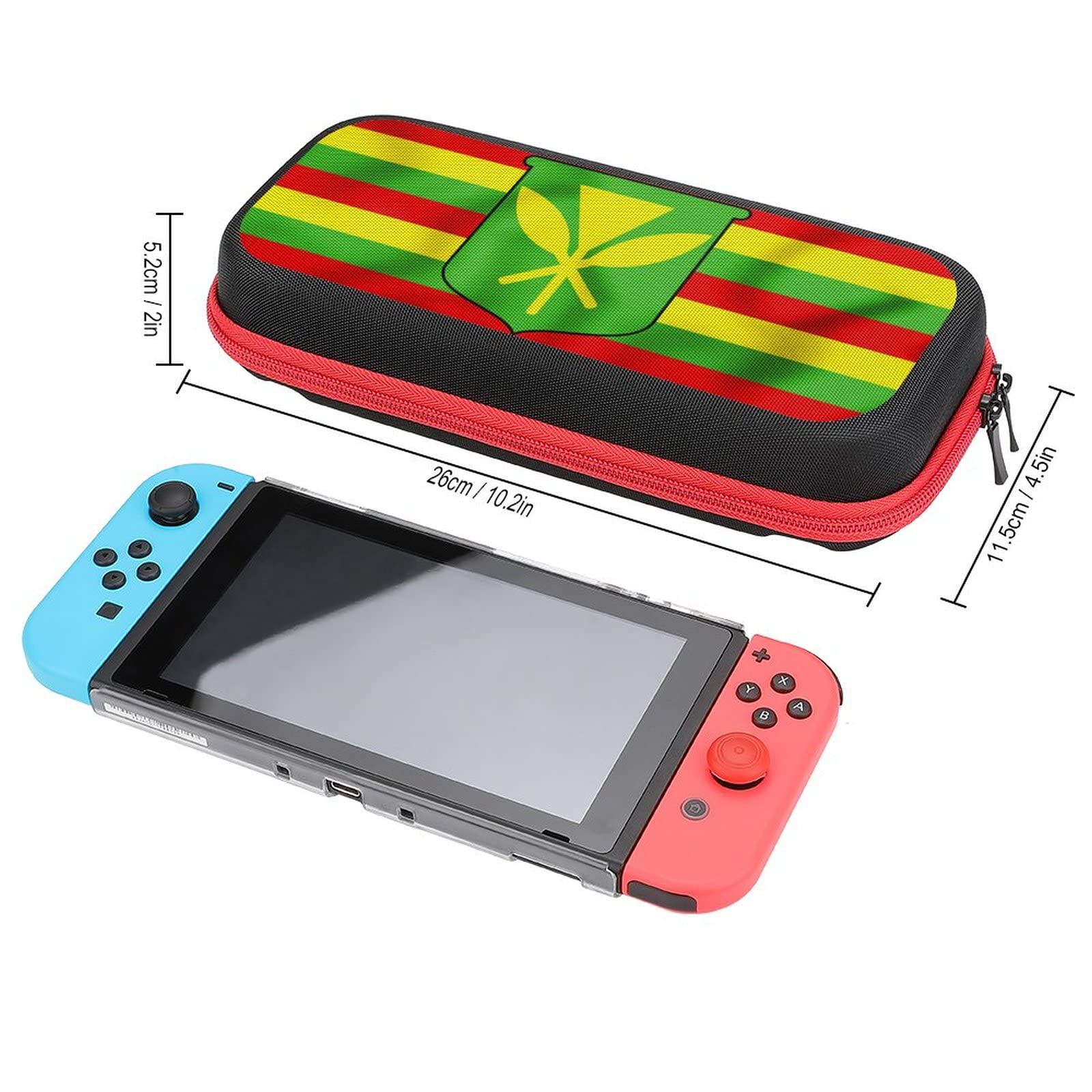 Hawaiian Kanaka Maoli Flag Nintendo Switch Carrying Case - Portable Travel Cover with 20 Game Card Slots | Perfect for Gaming On-The-Go & Hawaii-Themed Accessories