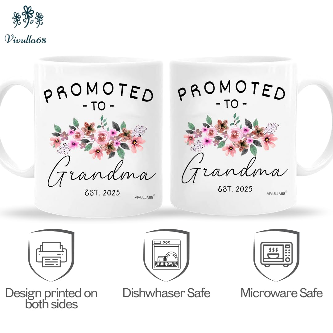 Vivulla68 Grandparents Mug Set 2025 - Pregnancy Announcement Gifts for Grandma & Grandpa, Christmas Baby Reveal Present - Perfect for Holiday Gifting & Special Family Moments