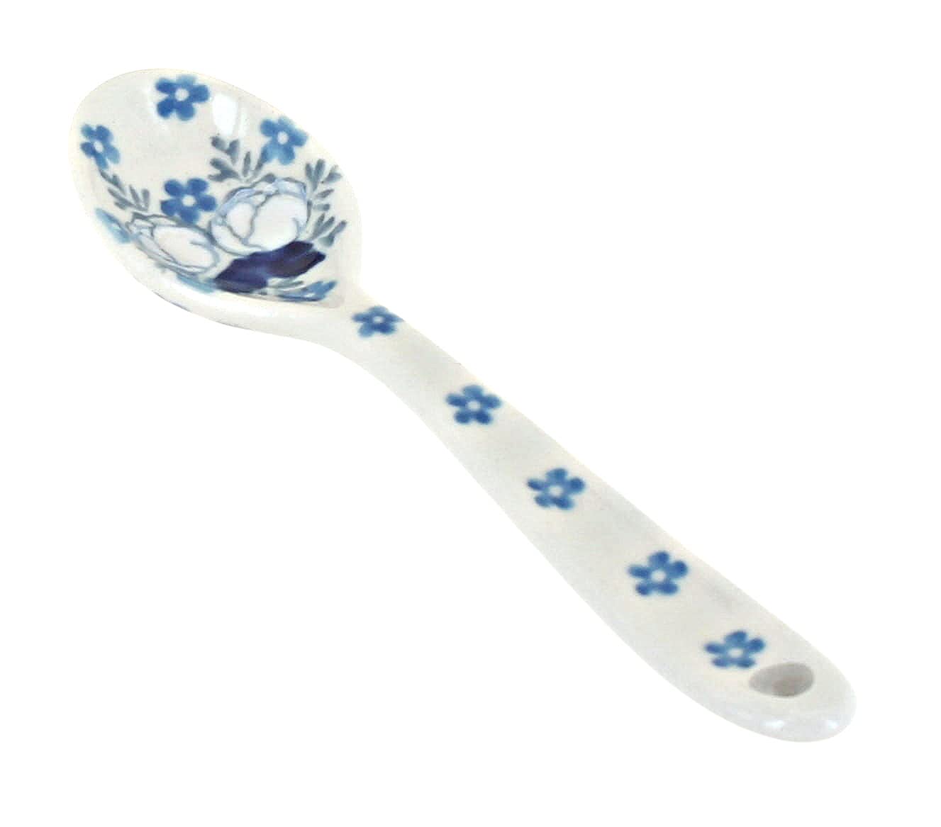 Handmade Blue Rose Polish Pottery Georgia Blue Sugar Spoon - Elegant Tea & Coffee Accessory for Home Decor & Gift Giving