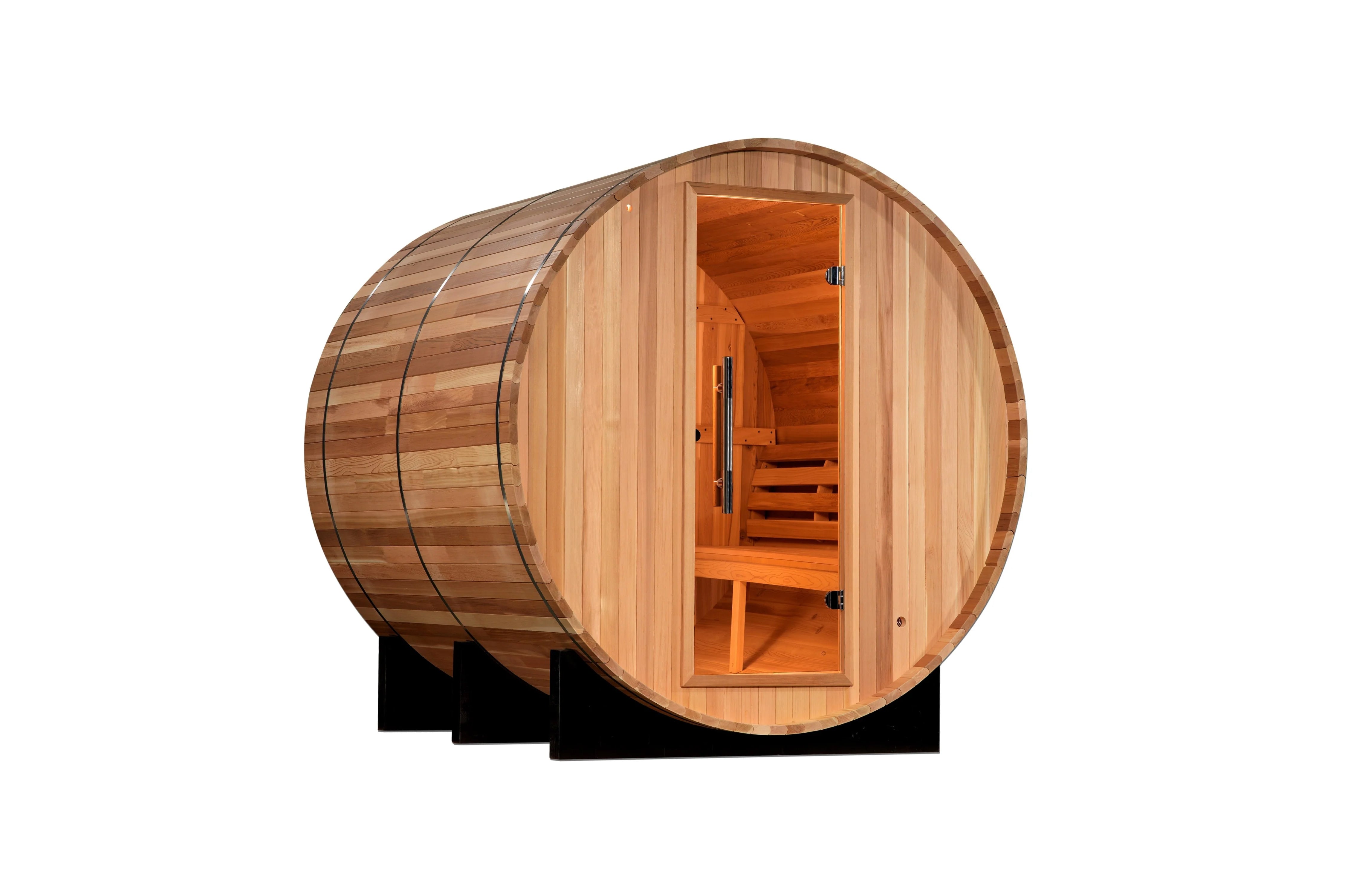 Golden Designs Uppsala 4-Person Barrel Sauna - Traditional Steam Sauna for Home Relaxation & Detox - Perfect for Backyard, Spa & Wellness Retreats