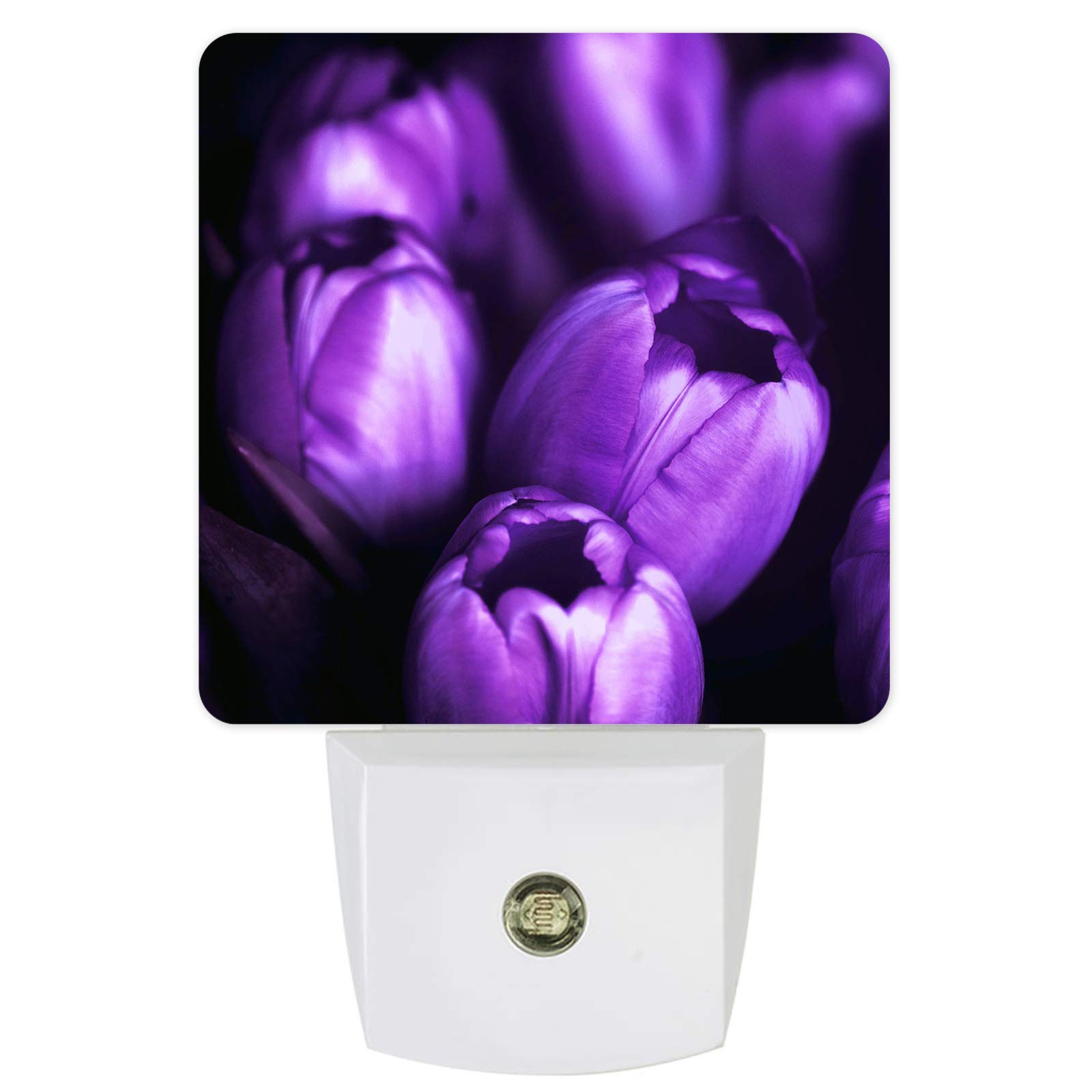 LED Night Light Plug in - Purple Tulip Sensor Lamp for Bedroom, Bathroom & Hallway - Kids Room Decor