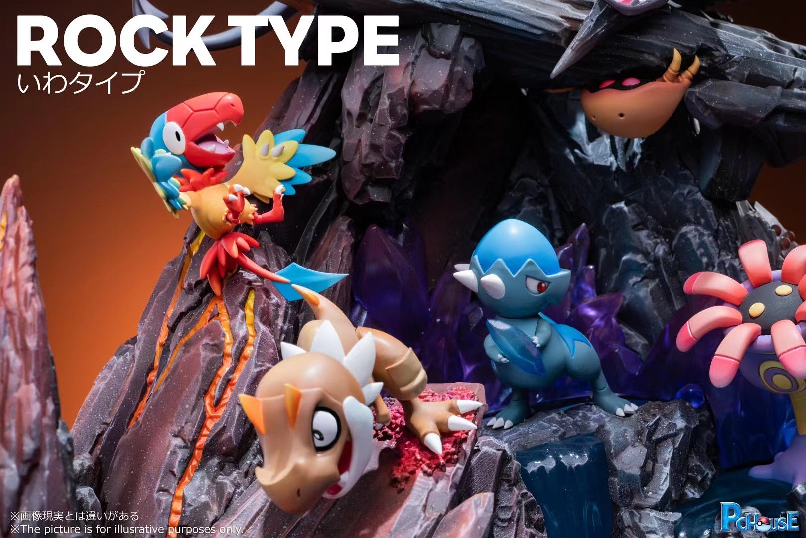 PcHouse Studio Rock Type Pokemon Figures - Collectible Rock Element Pokemon Characters for Display, Gaming & Gifts