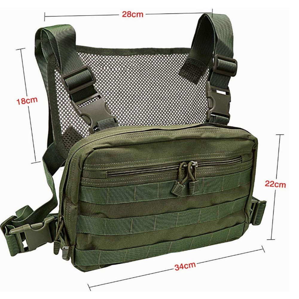 Croogo Universal Hands-Free Radio Chest Rig Vest - Tactical Molle Harness Bag for Outdoor, Hiking & Hip Hop - Rescue Front Pack Pouch with Adjustable Straps (Great for Camping, Airsoft & Music Festivals)