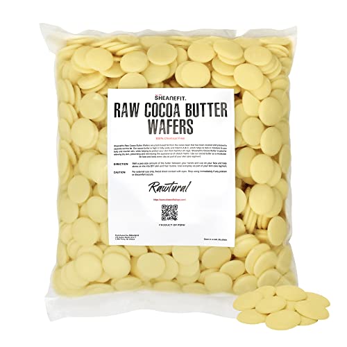Organic Raw Unrefined Cocoa Butter Wafers - 5 LB Bulk for DIY Skincare, Body Butter, Lotion & Lip Balm Making | Chemical-Free, Easy to Measure | Perfect for Homemade Cosmetics & Moisturizing Treatments