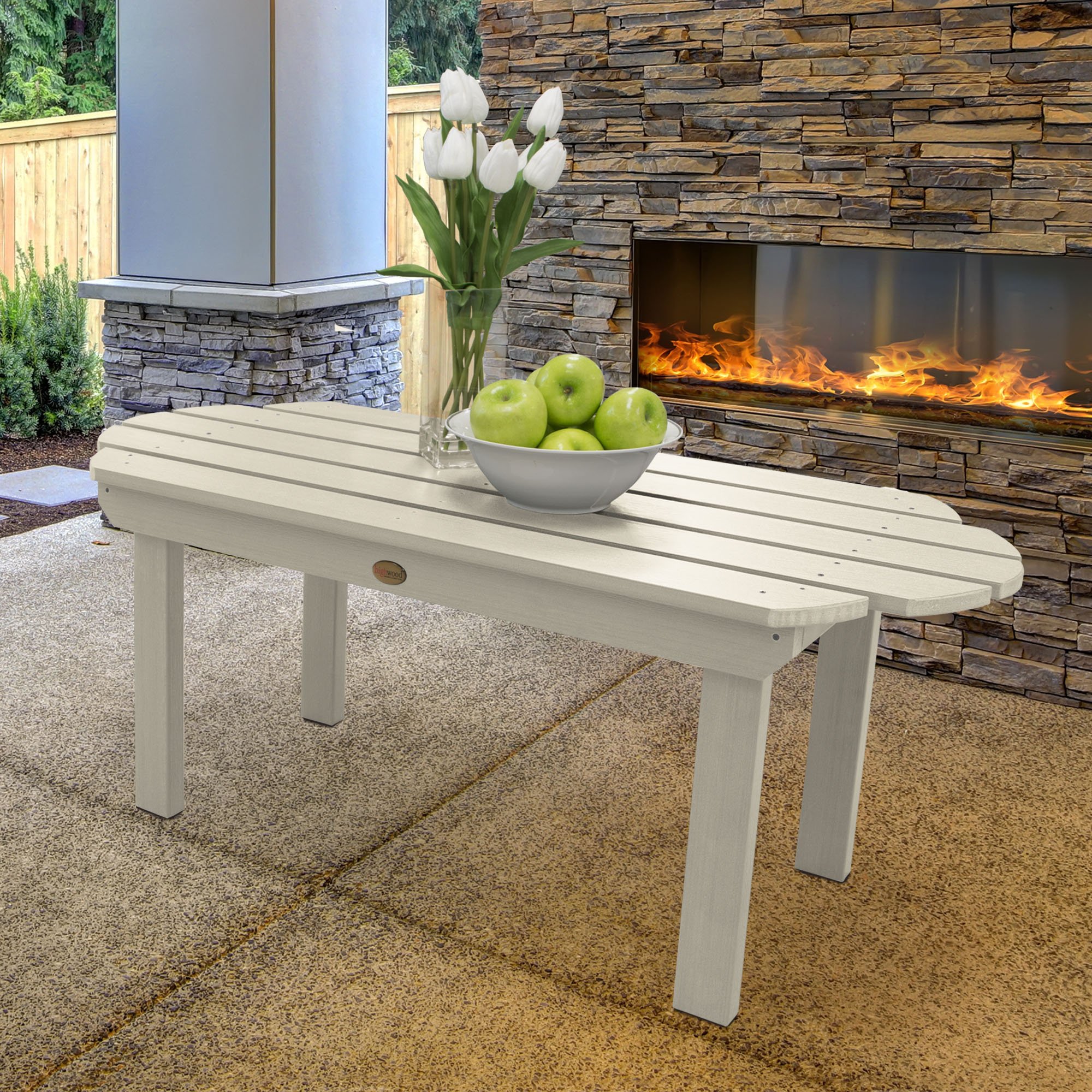 Highwood Classic Westport Coffee Table - Whitewashed Finish - Perfect for Living Room, Patio, or Outdoor Furniture - Durable & Weather-Resistant