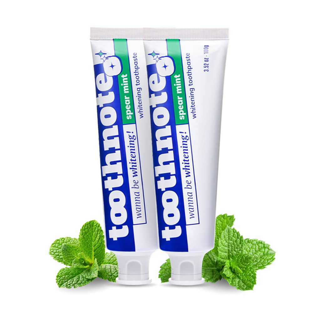 Natural Whitening Toothpaste for Sensitive Teeth - 99% Organic, SLS & Gluten Free, Removes Coffee & Tea Stains (3.52 fl oz, 2-Pack) | Gentle Oral Care for Daily Use, Whitens Teeth Naturally, Fresh Spearmint Flavor - Perfect for Coffee Drinkers & Sensitive Smiles