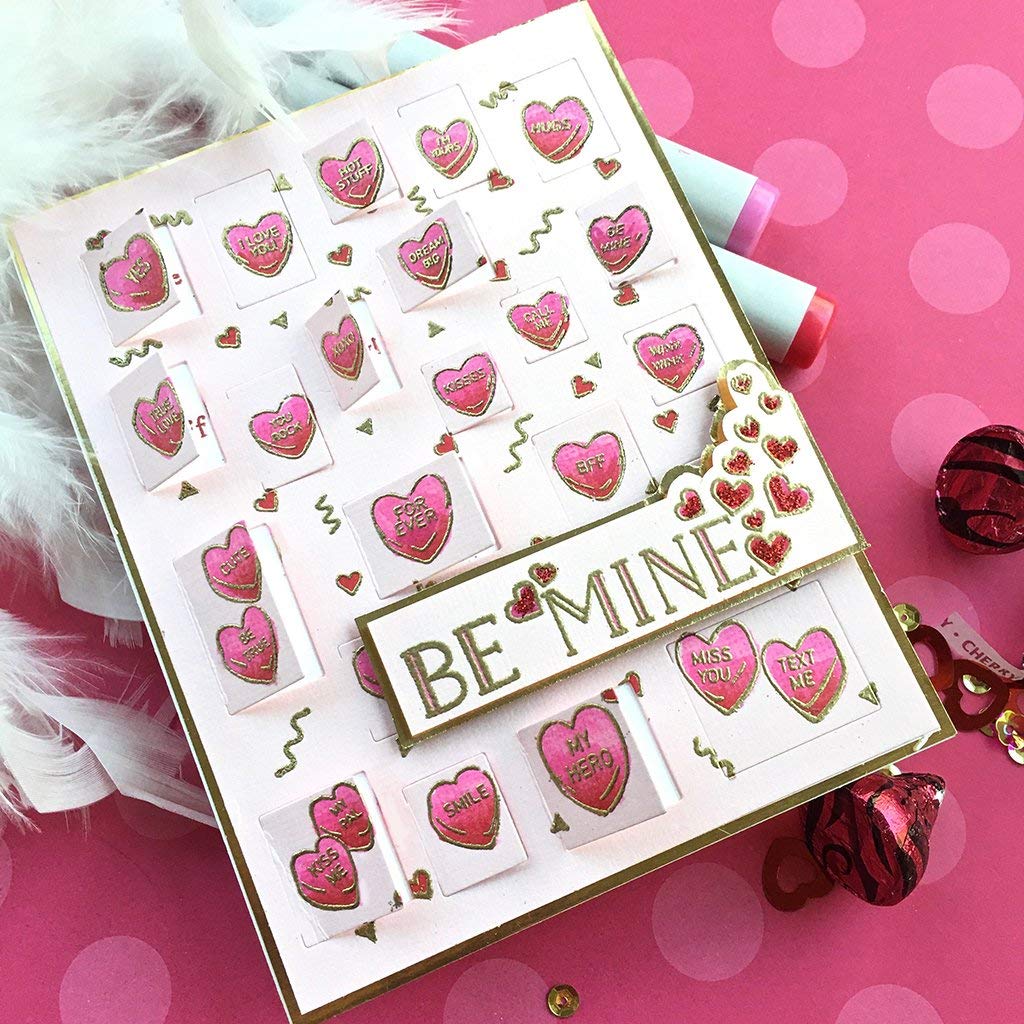 HERO ARTS Cling Stamp Set - Candy Hearts Peek-A-Boo Design for Card Making, Scrapbooking & DIY Crafts | One Size Fits All | Perfect for Valentine's Day, Wedding Invitations & Handmade Greeting Cards