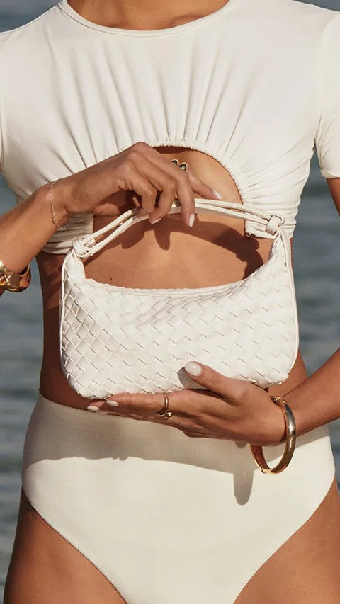 Isabelle White Leather Handle Bag for Women - Elegant Crossbody Purse for Work, Travel & Everyday Use