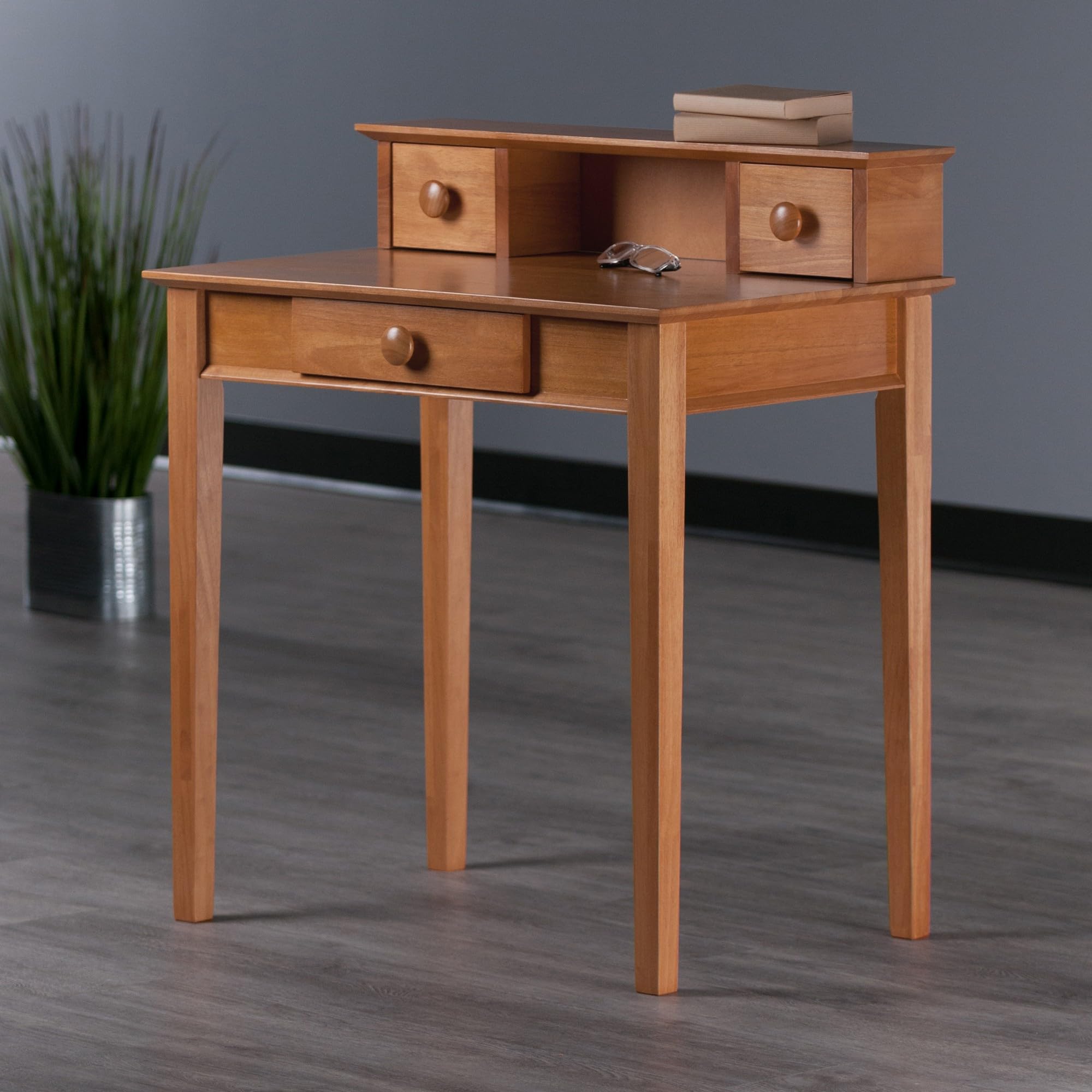 Winsome Studio Home Office Desk - Modern Writing Desk with Honey Finish for Study, Work & Productivity | Perfect for Small Spaces & Remote Work