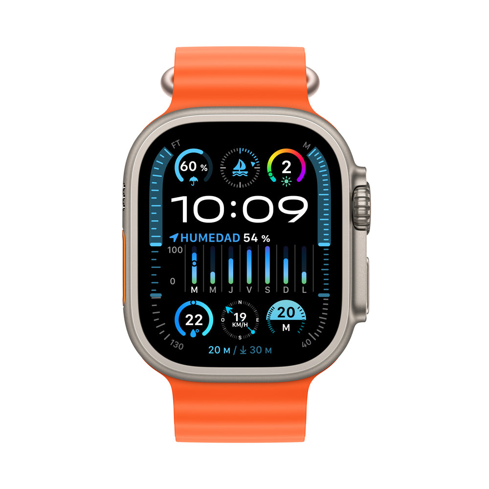 Apple Watch Ultra 2 GPS + Cellular 49mm Titanium Case with Orange Ocean Band - Smartwatch for Fitness, Outdoor Adventures & Daily Use