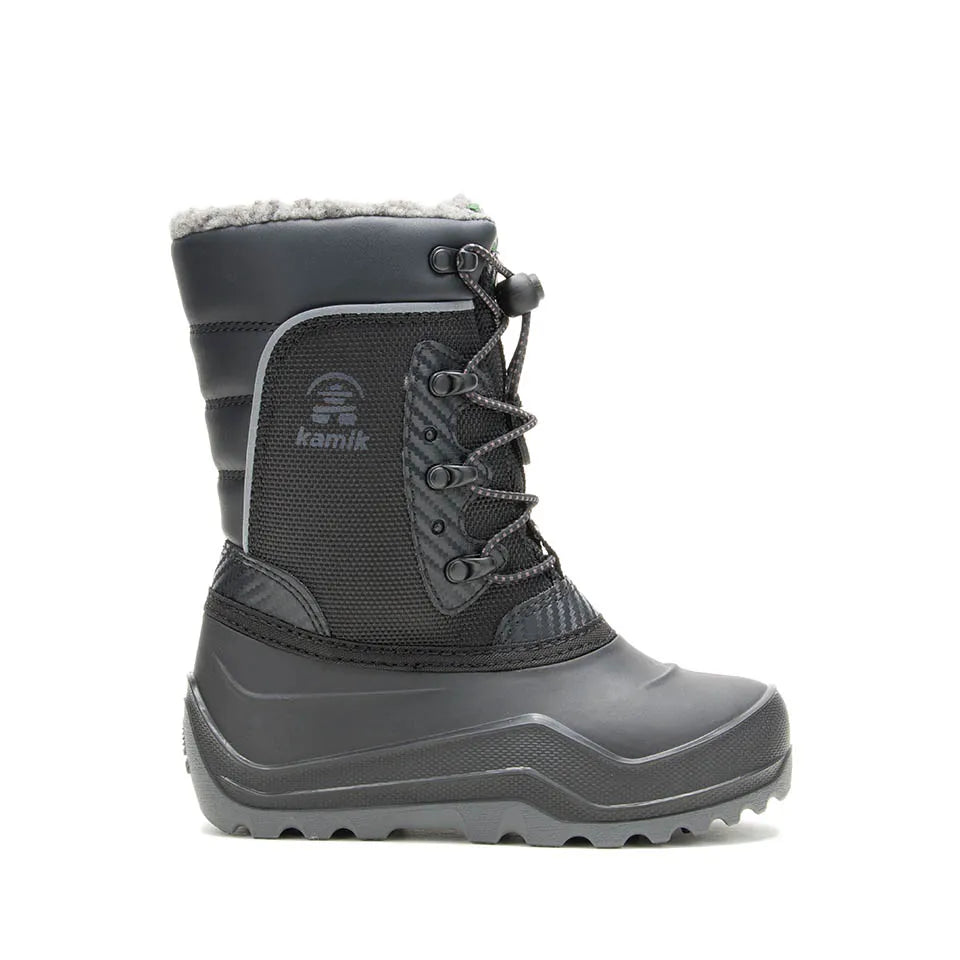 Kamik Black Luke Youth Boots - Waterproof Winter Snow Boots for Kids - Perfect for Outdoor Play, Snowy Days & Cold Weather Adventures
