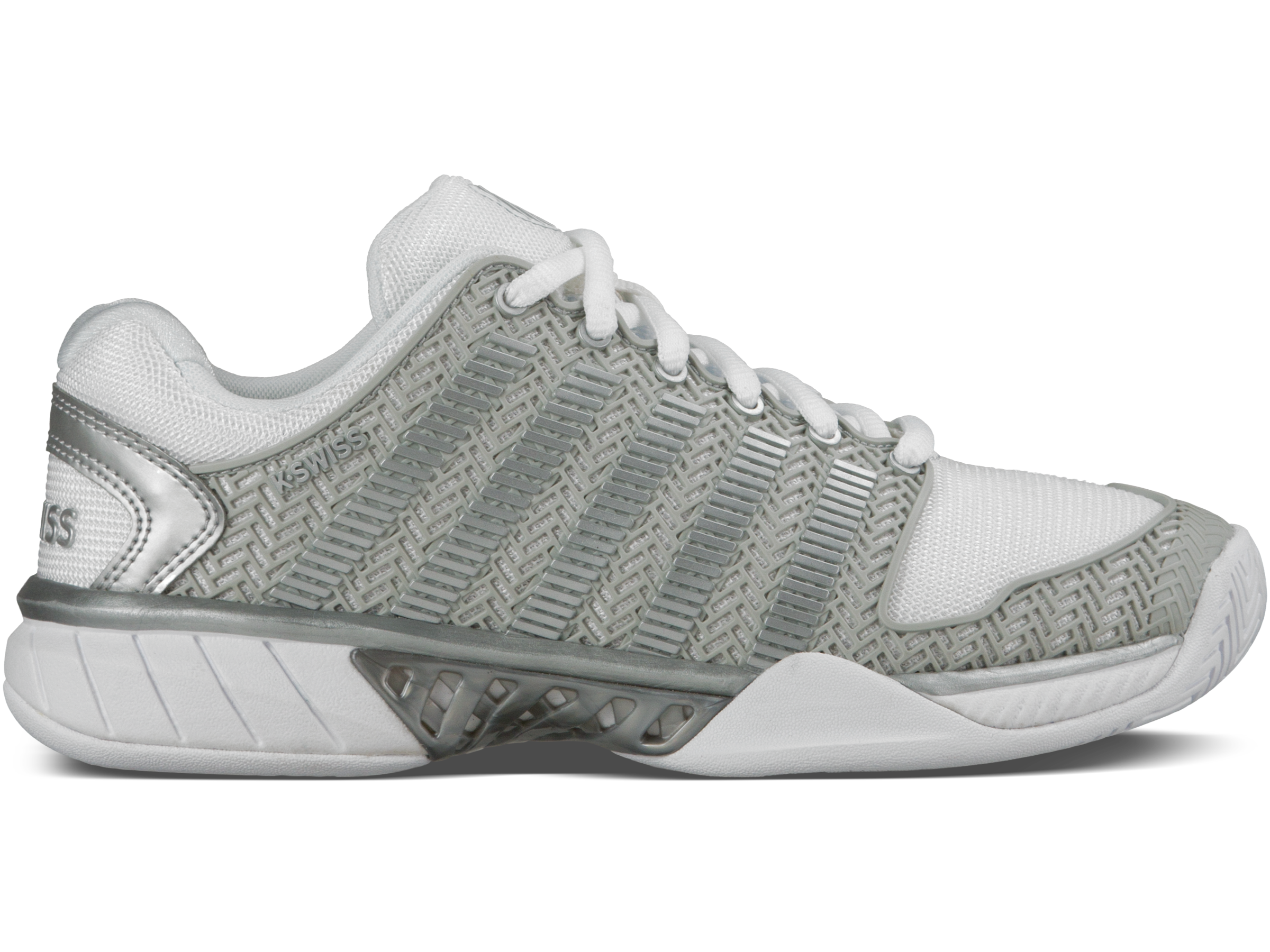 Hypercourt Express Tennis Shoes - White/Silver | Lightweight & Durable Court Sneakers for Men & Women | Perfect for Tennis, Pickleball & Casual Wear