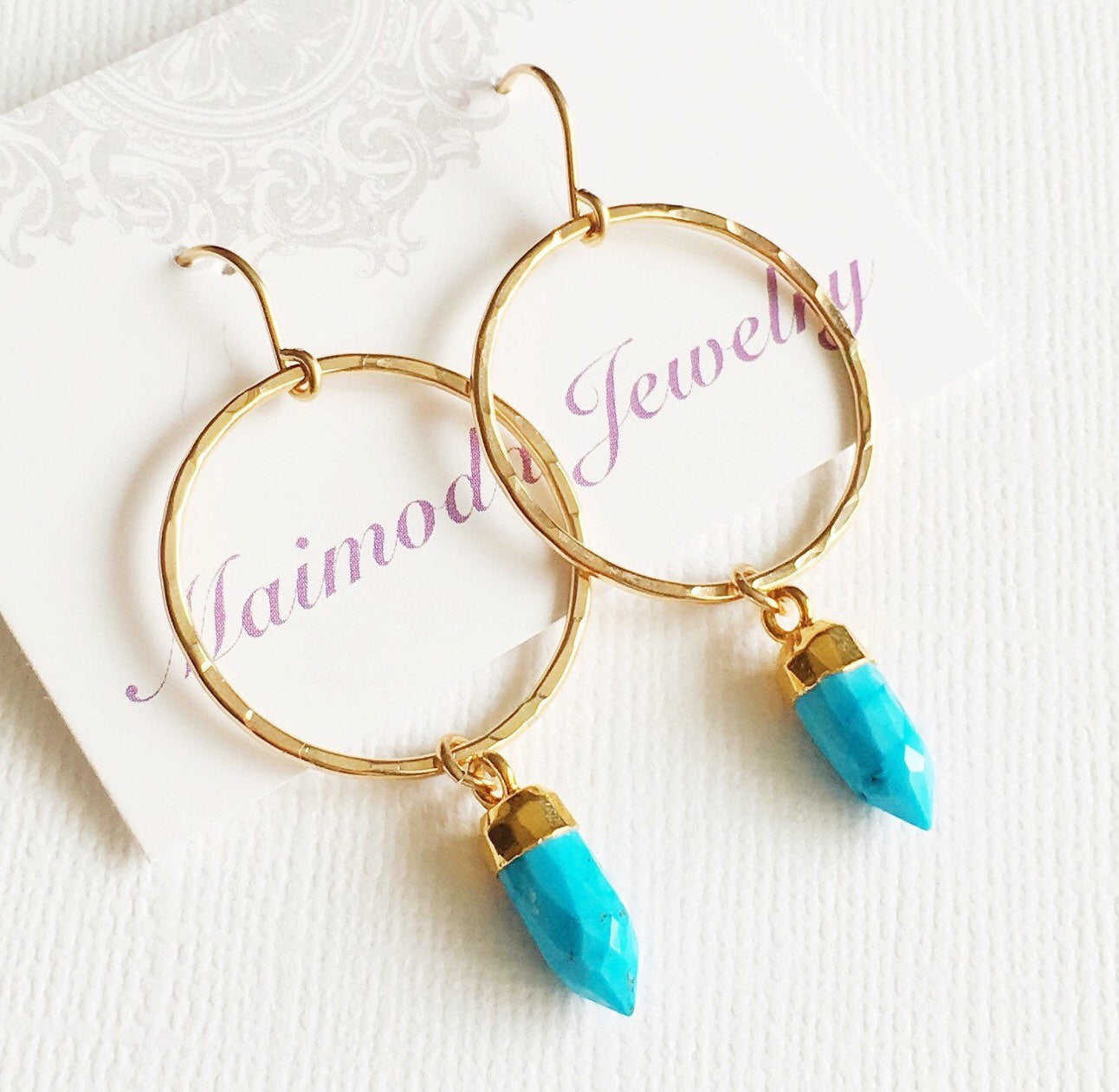 Turquoise Spike Earrings for Women - Handmade Boho Chic Dangle Earrings (E278) | Perfect for Festivals, Parties, and Everyday Wear