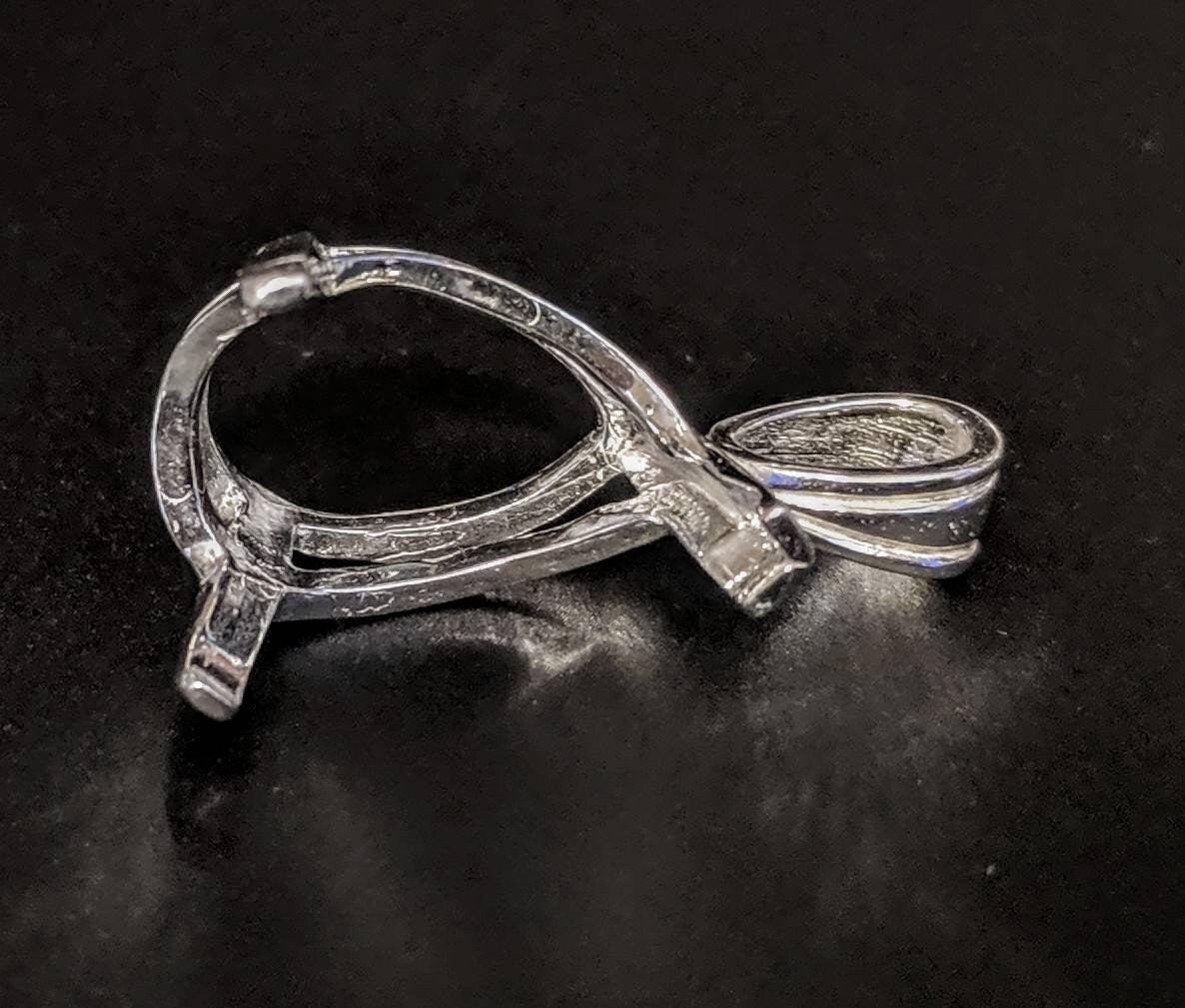 Solid Sterling Silver or 14kt Gold Pear Cut Vee Prong Pendant Setting (12x8mm & 18x13mm) | Handmade in USA | Perfect for Necklace Jewelry Making & DIY Custom Pendants