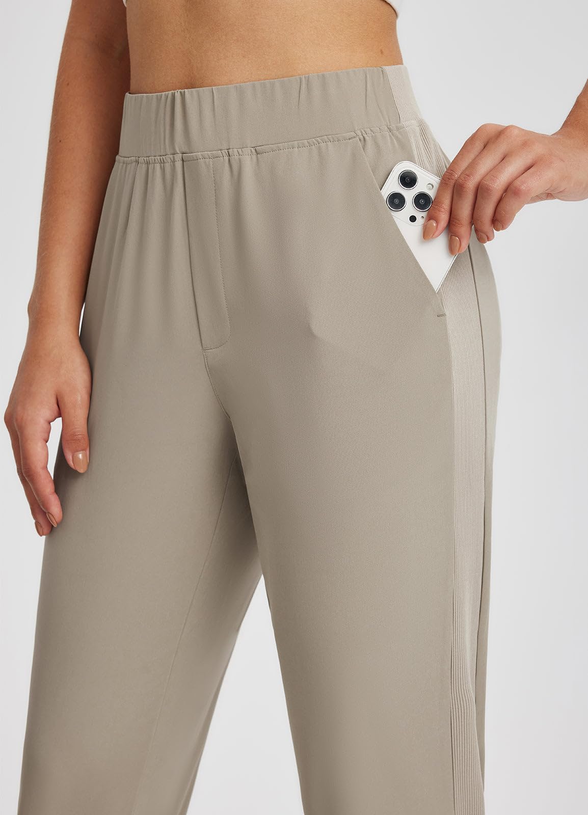 Baleaf Women's High Waist Stretch Golf Pants with Zipper Pockets - UPF50+ Athletic Travel Work Casual Pants for Golf, Running, Yoga & Outdoor Activities