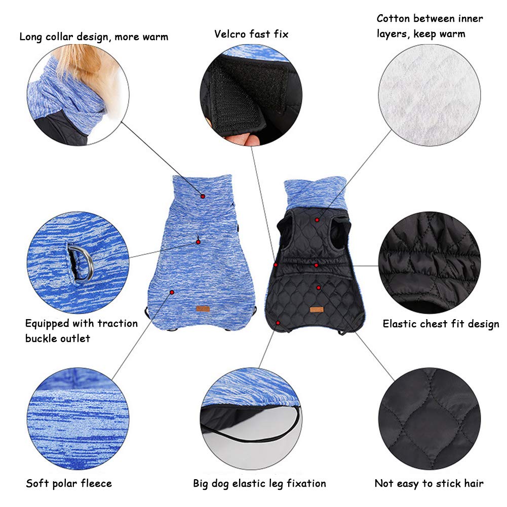 Reversible Dog Coat - Windproof Winter Dog Jacket for Small, Medium & Large Dogs | Cozy Cold Weather Apparel & Lightweight Safety Vest | Perfect for Outdoor Walks & Winter Adventures