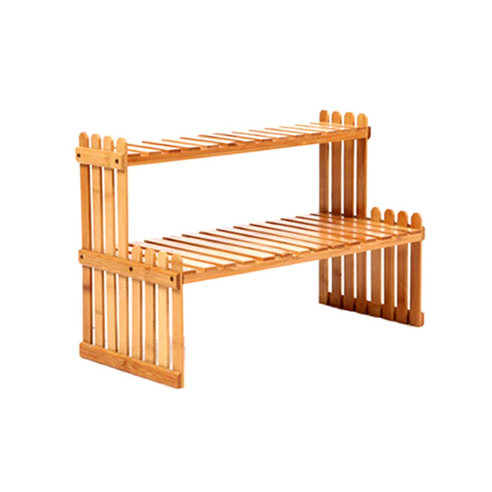 RTWAY 2-Tier Wooden Plant Stand - Indoor Outdoor Flower Pot Display Shelf for Garden, Balcony, Patio & Home Decor | Sturdy Plant Storage Rack for Potted Plants, Succulents & Herbs