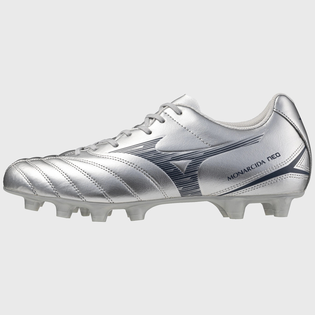 Mizuno Monarcida Neo III Select MD Rugby Boots - Galaxy Silver | Lightweight & Durable Soccer Cleats for Firm Ground | Perfect for Rugby Matches & Training Sessions