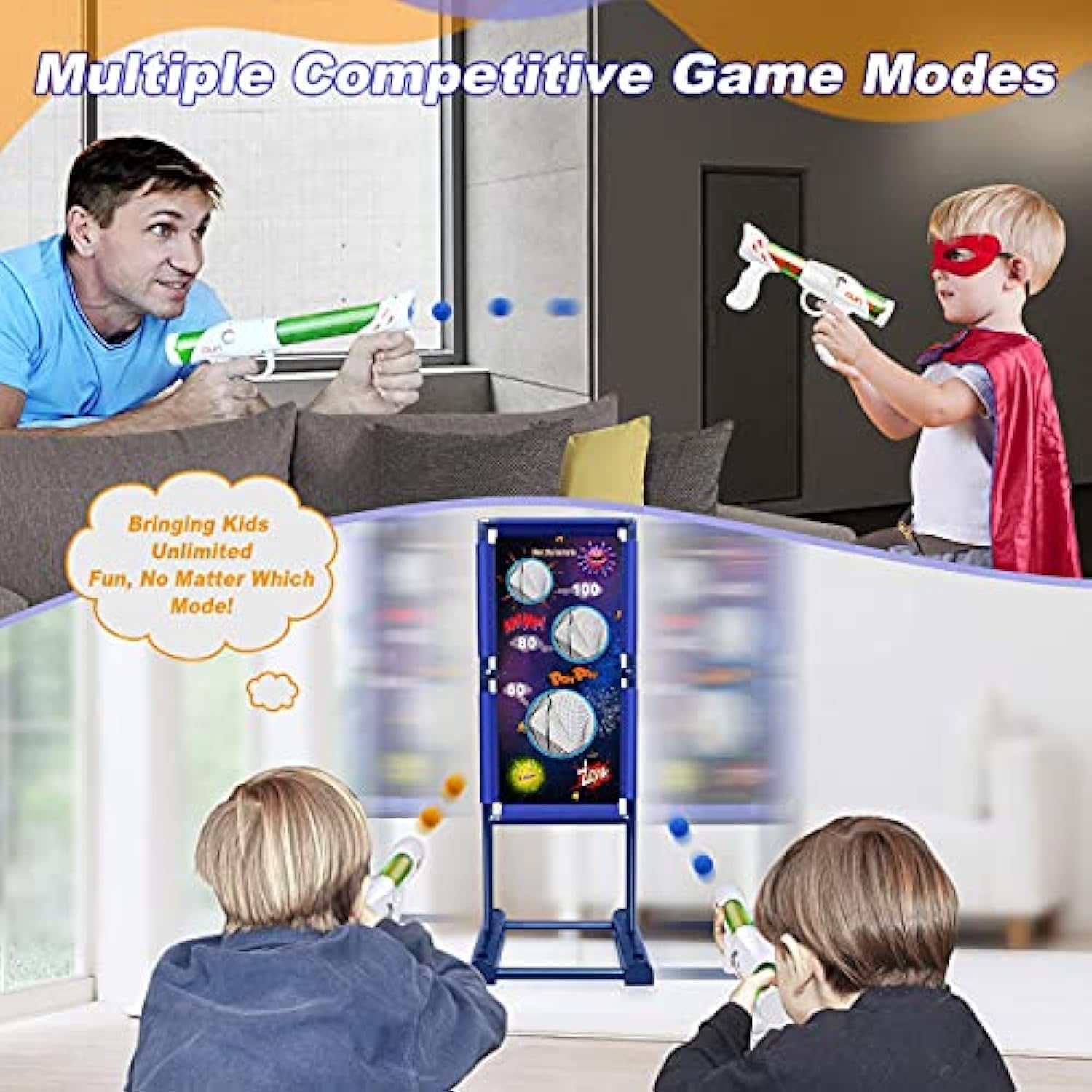 Best Foam Blaster Toy Set for Kids Ages 4-12 - 18 Foam Balls & Moving Target - Fun Shooting Games for Boys and Girls - Perfect Birthday Gift for Outdoor Play and Backyard Adventures