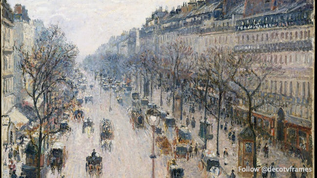 Boulevard Montmartre Winter Morning Painting - Impressionist Artwork by Camille Pissarro - Perfect for Home & Office Wall Decor