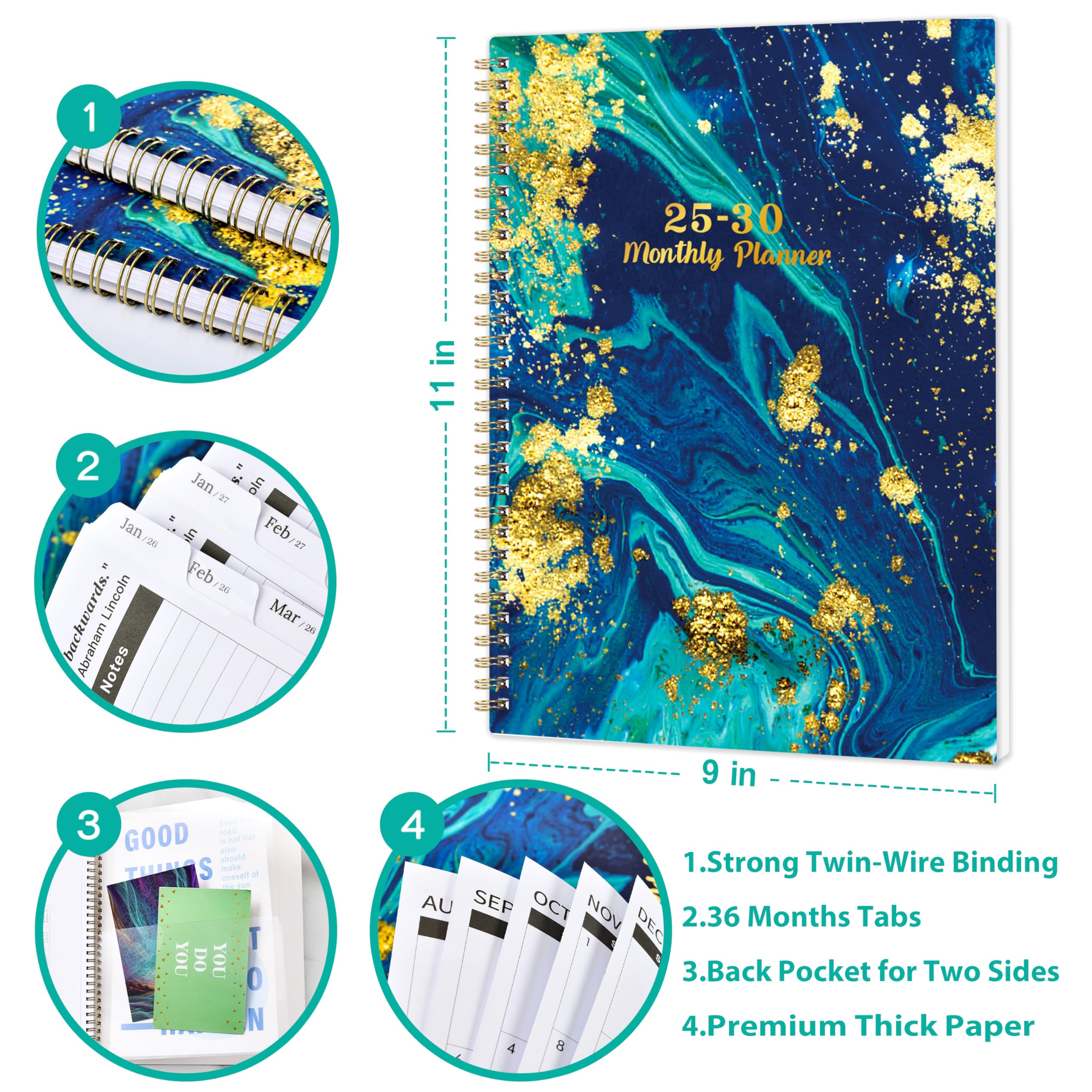 2025-2030 Monthly Planner Calendar | 5-Year Academic Planner from July 2025 to June 2030 | 9