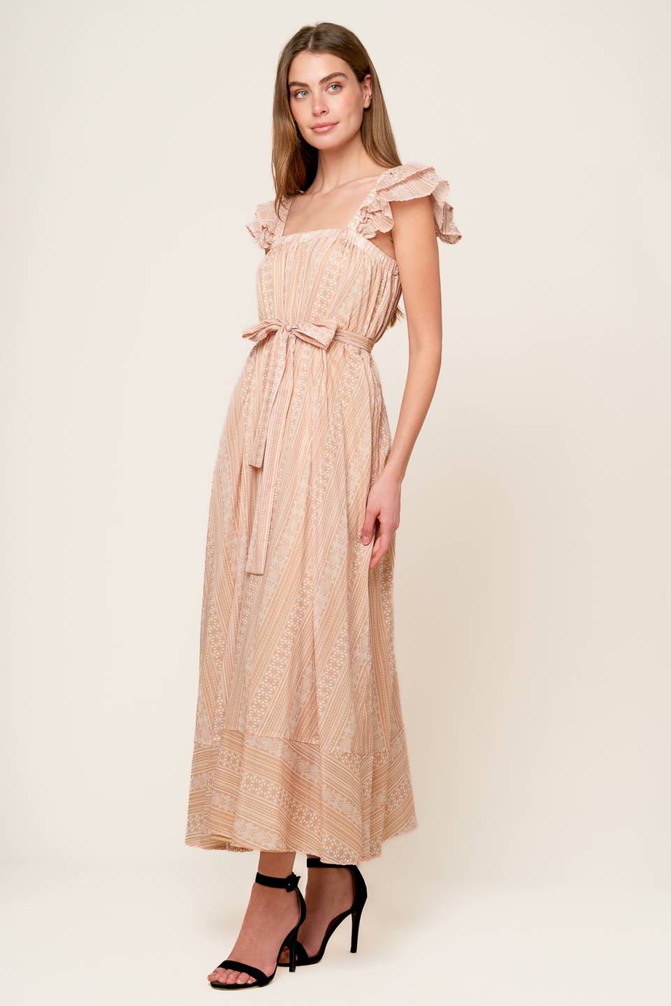 Frolic Through Fields Woven Midi Dress - Floral Boho Summer Dress for Women, Perfect for Beach Vacations & Outdoor Weddings