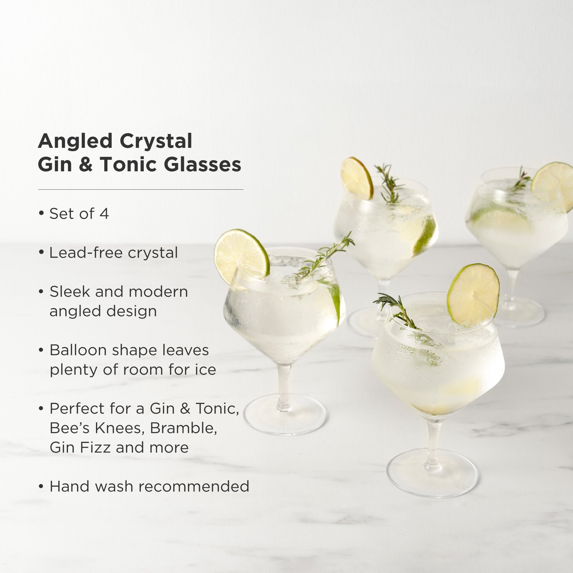 Elegant Raye Angled Crystal Gin & Tonic Glasses Set of 4 - Perfect for Cocktail Parties, Home Bars & Luxury Drinkware Collections