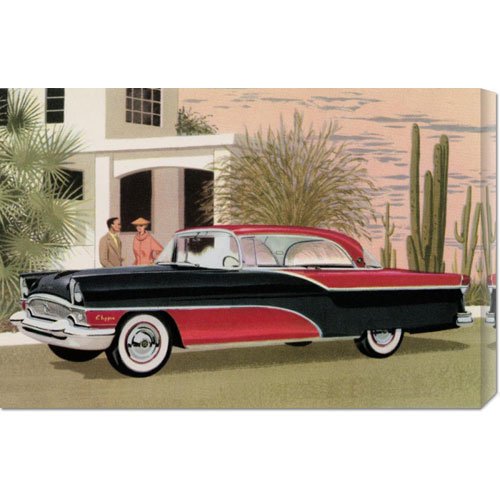 Vintage Travel Art Print - Made4Mansions Retro 'Packard Clipper at The Camelback Inn' Stretched Canvas Wall Decor for Living Room, Office & Bedroom