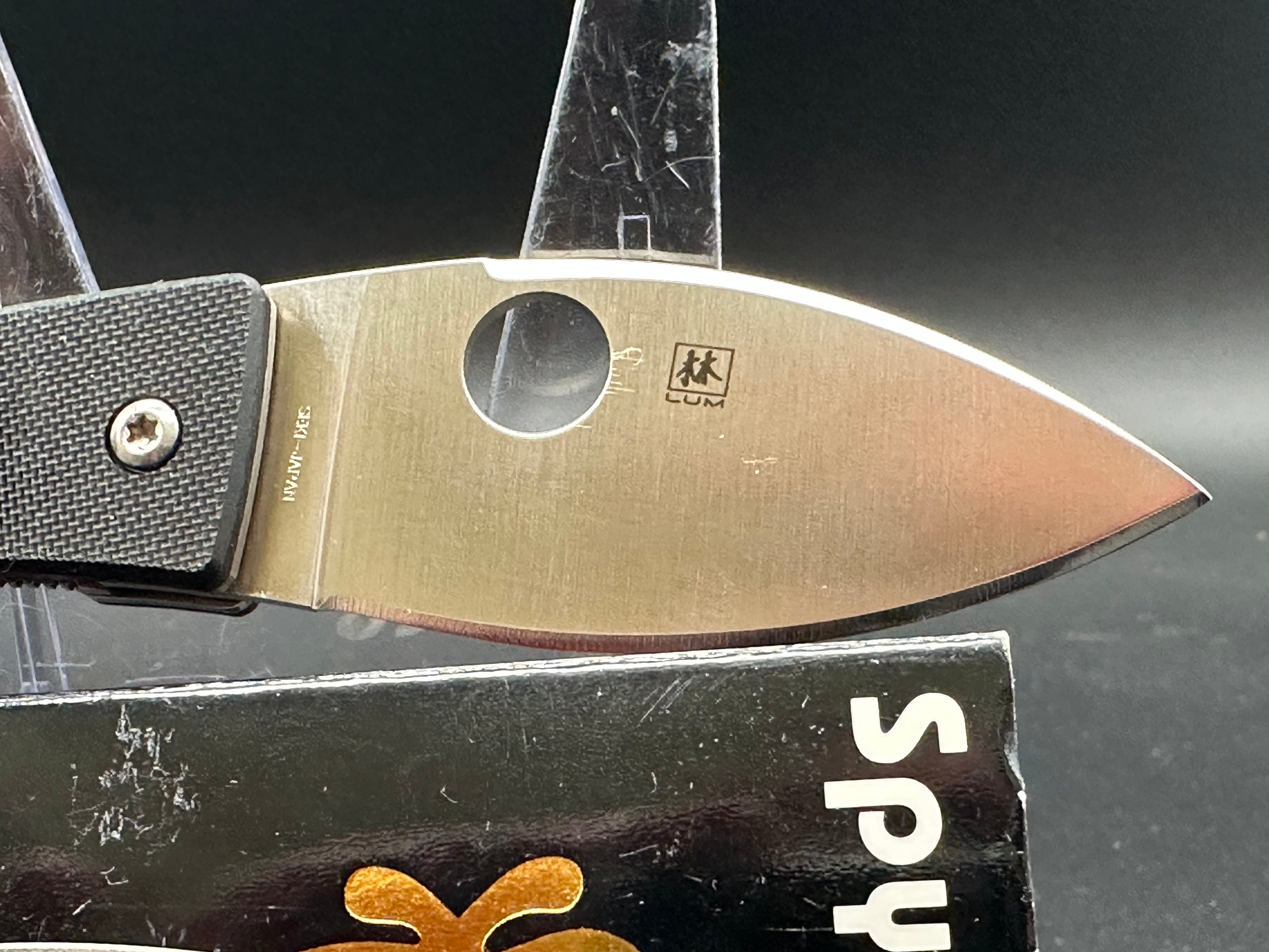 Spyderco Lil' Lum Chinese Folding Knife - Black G-10 Handle C205GP - EDC Pocket Knife for Outdoor, Camping & Everyday Carry
