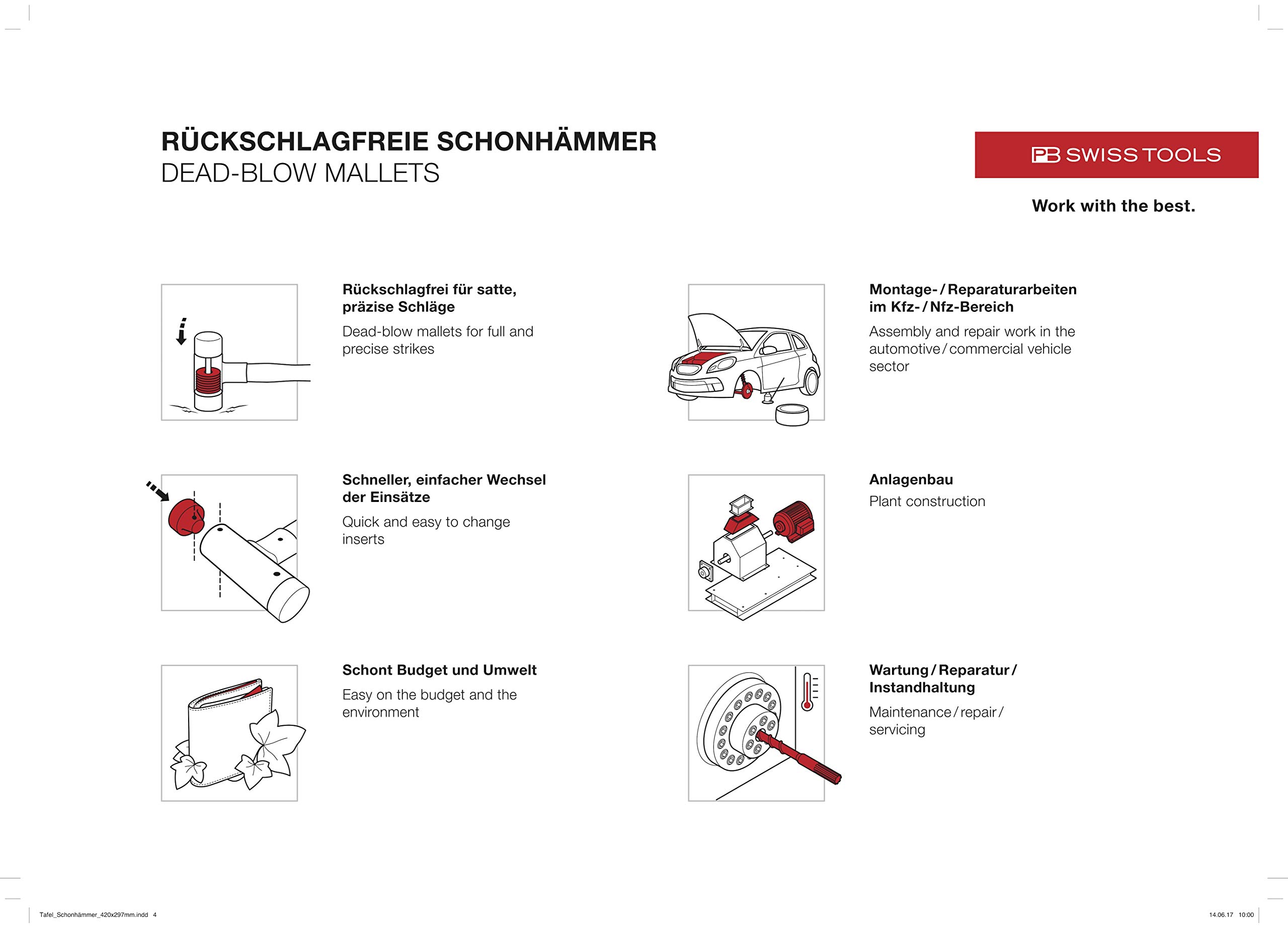 PB Swiss Tools Heavy Duty Dead Blow Mallet - 6 Inch Non-Marring Hammer for Automotive, Woodworking & Metalworking | Perfect for Mechanics, Carpenters & DIY Projects