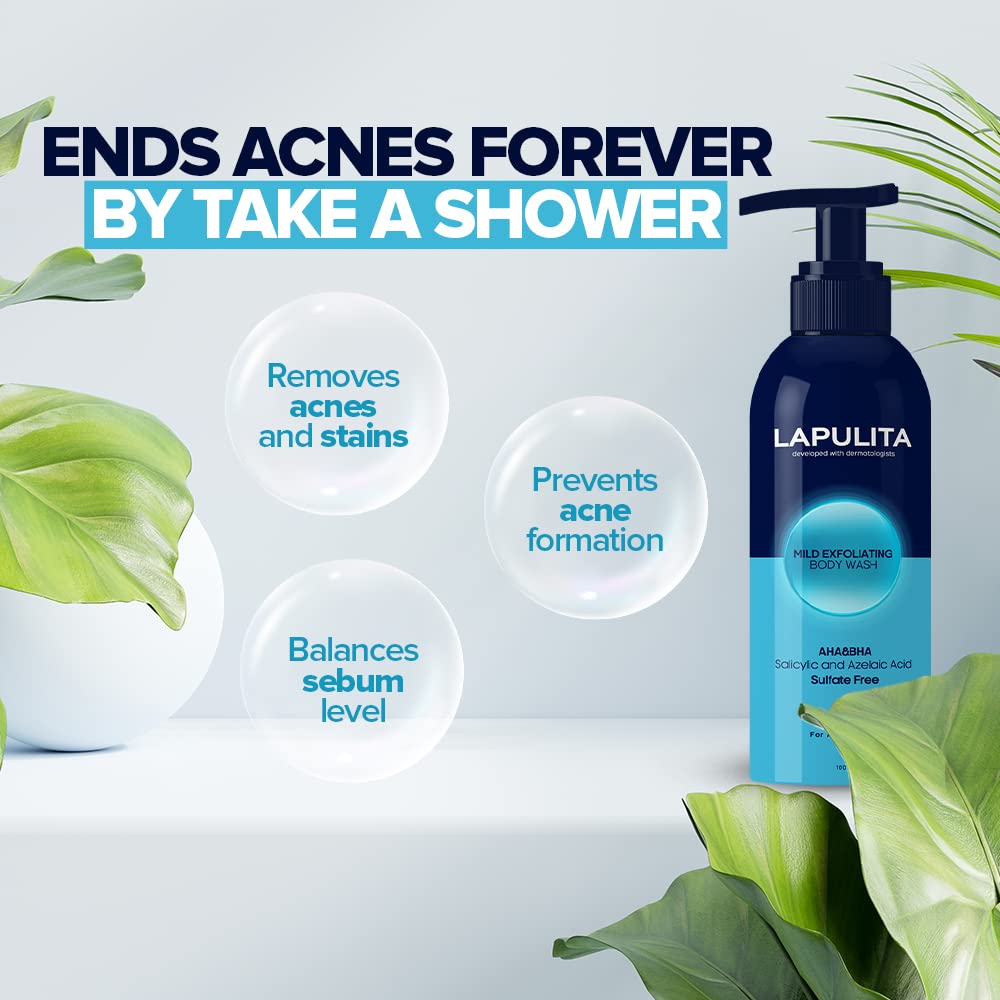 Natural Acne Treatment Body Wash - Mild Exfoliating Shower Gel for Body Acne & Pimple Removal (150mL/5.07oz) | Gentle Cleanser for Back, Chest & Shoulder Breakouts | Perfect for Sensitive Skin & Daily Use