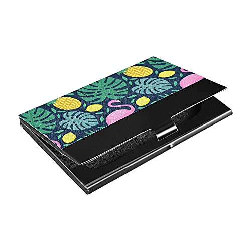 Premium Flamingo Business Card Holder - Metal & Leather Card Case for Men & Women - Portable & Stylish for Office, Networking & Professional Events
