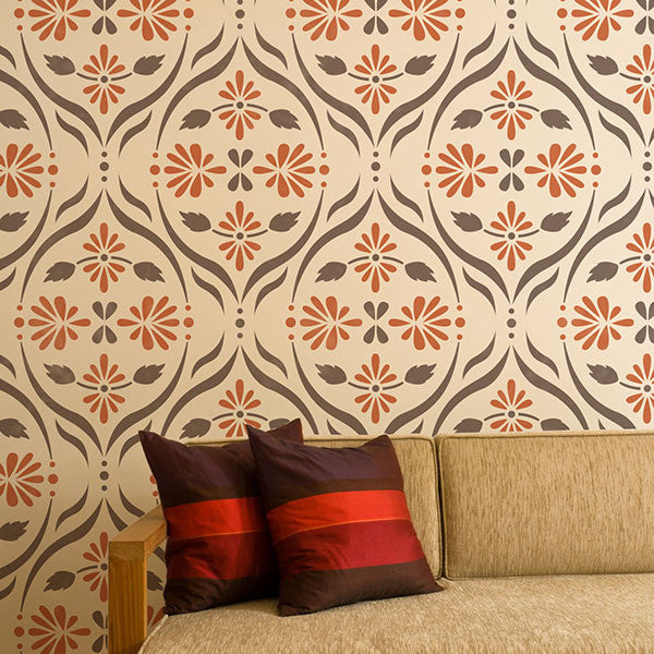 Chloe Floral Trellis Wall Stencil - Reusable DIY Painting Template for Home Decor, Nursery, Bedroom & Living Room Wall Art Projects