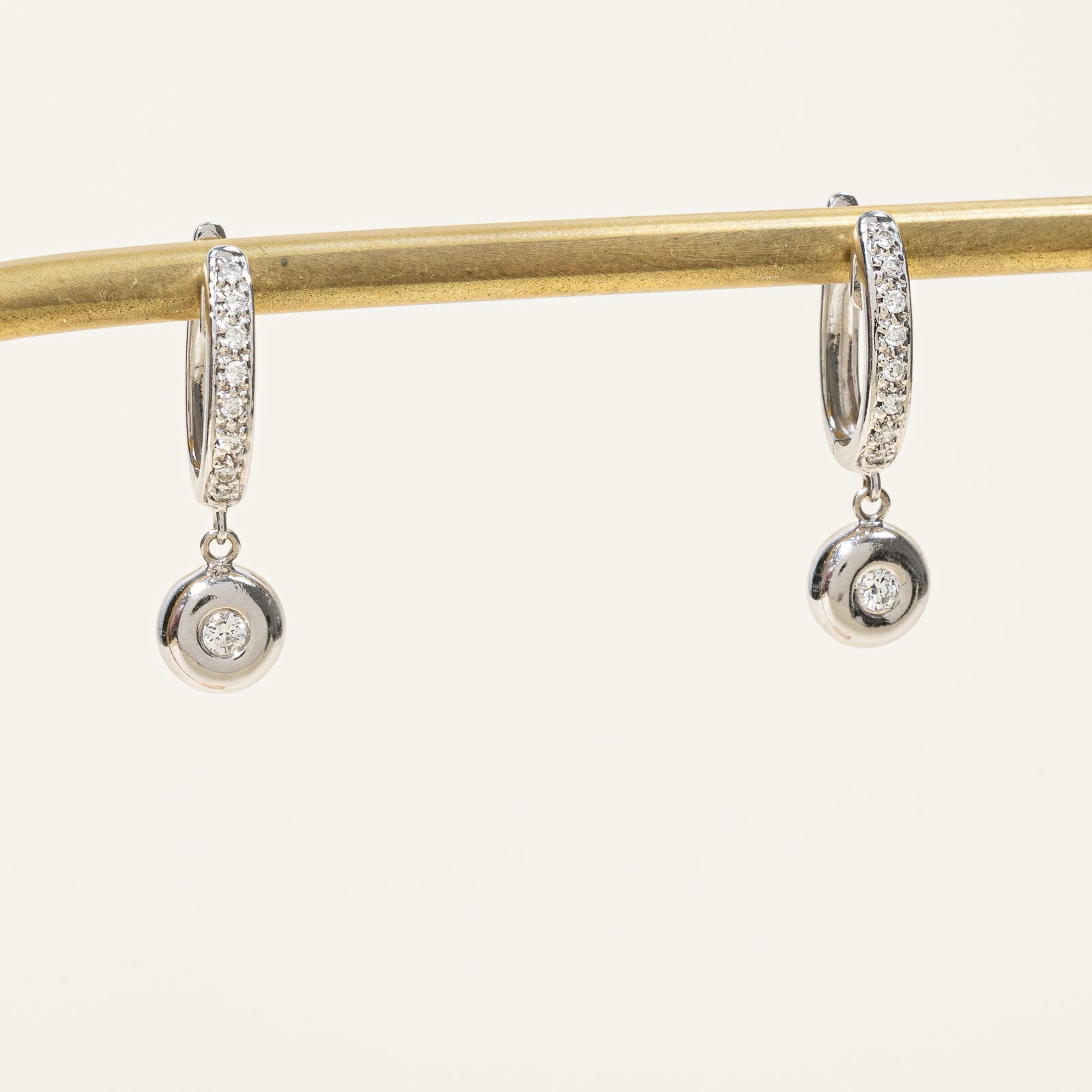Bezel Set Diamond Huggie Drop Earrings | 0.17ctw | 14K Gold Hoop Earrings for Women | Perfect for Weddings, Parties & Everyday Wear