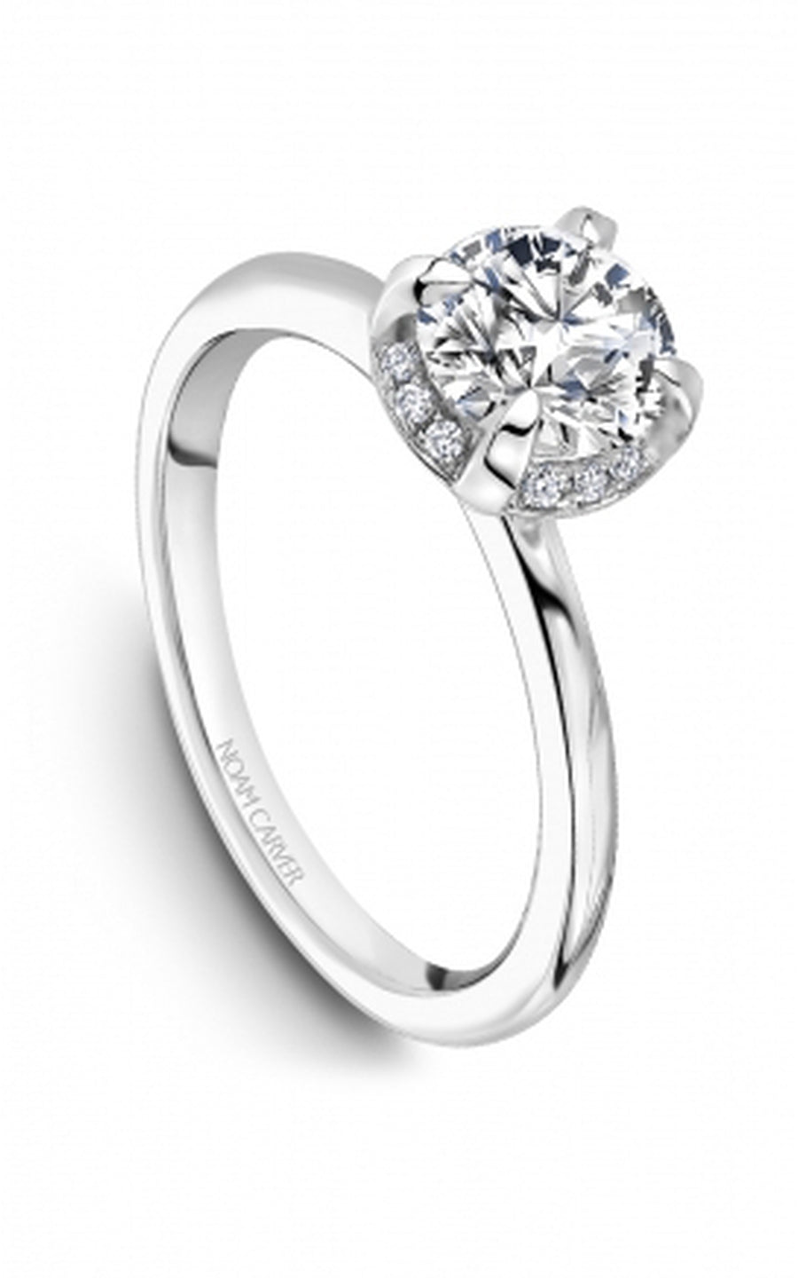 Noam Carver B520 01A Bridal Engagement Ring - 14K White Gold Diamond Wedding Band for Women, Perfect Proposal Gift & Anniversary Jewelry (Ideal for Romantic Proposals, Weddings & Special Occasions)