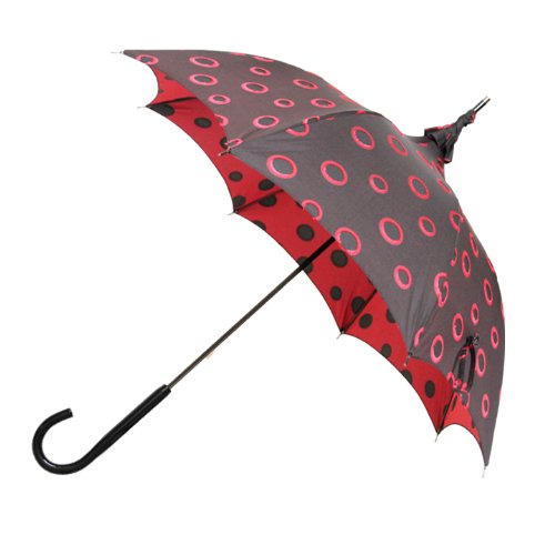 Pagoda Umbrella with Red Circle Jacquard Design - Stylish & Durable Rain Protection for Outdoor Events, Beach, and Garden Use